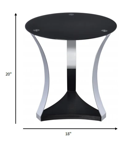 Black Glass & Chrome End Table By Homeroots - Image 2
