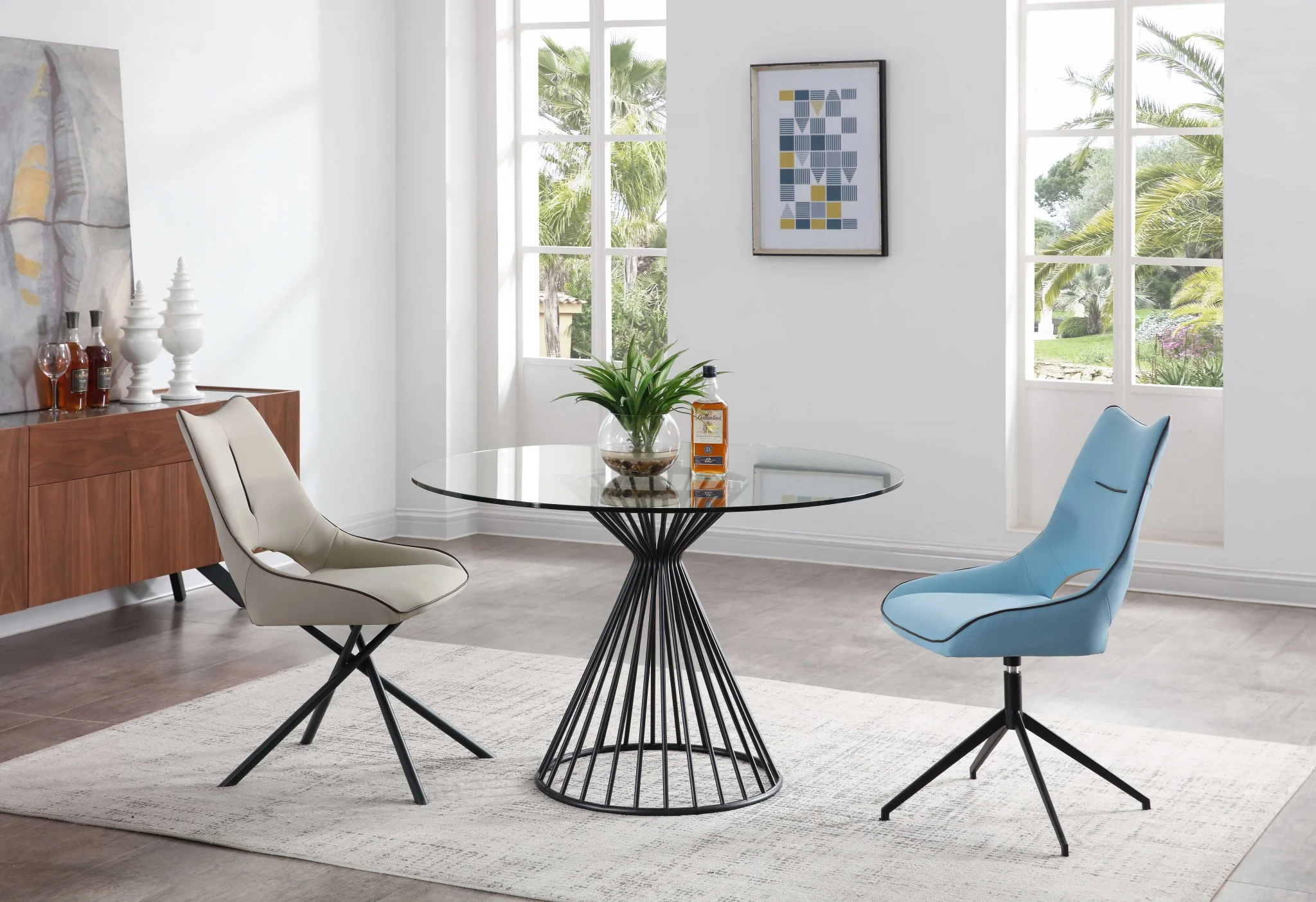 Black Glass Iron Dining Table By Homeroots