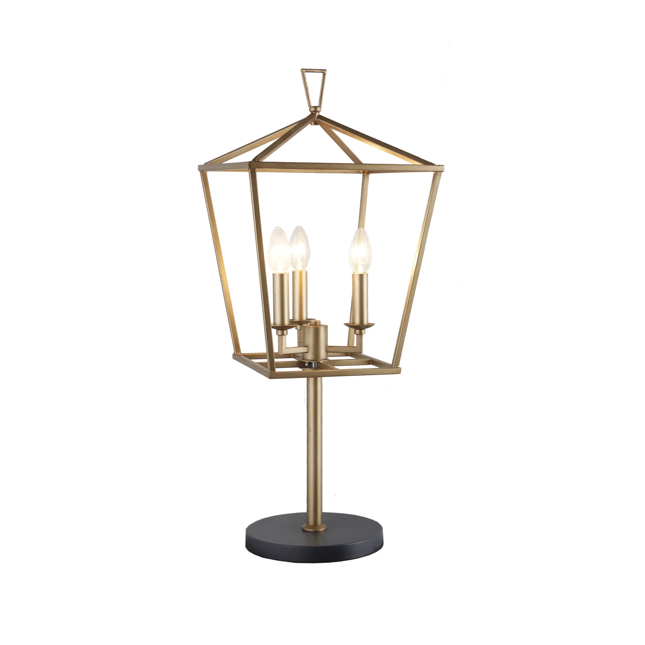 Black Iron Three Light Bedside Table Lamp By Homeroots