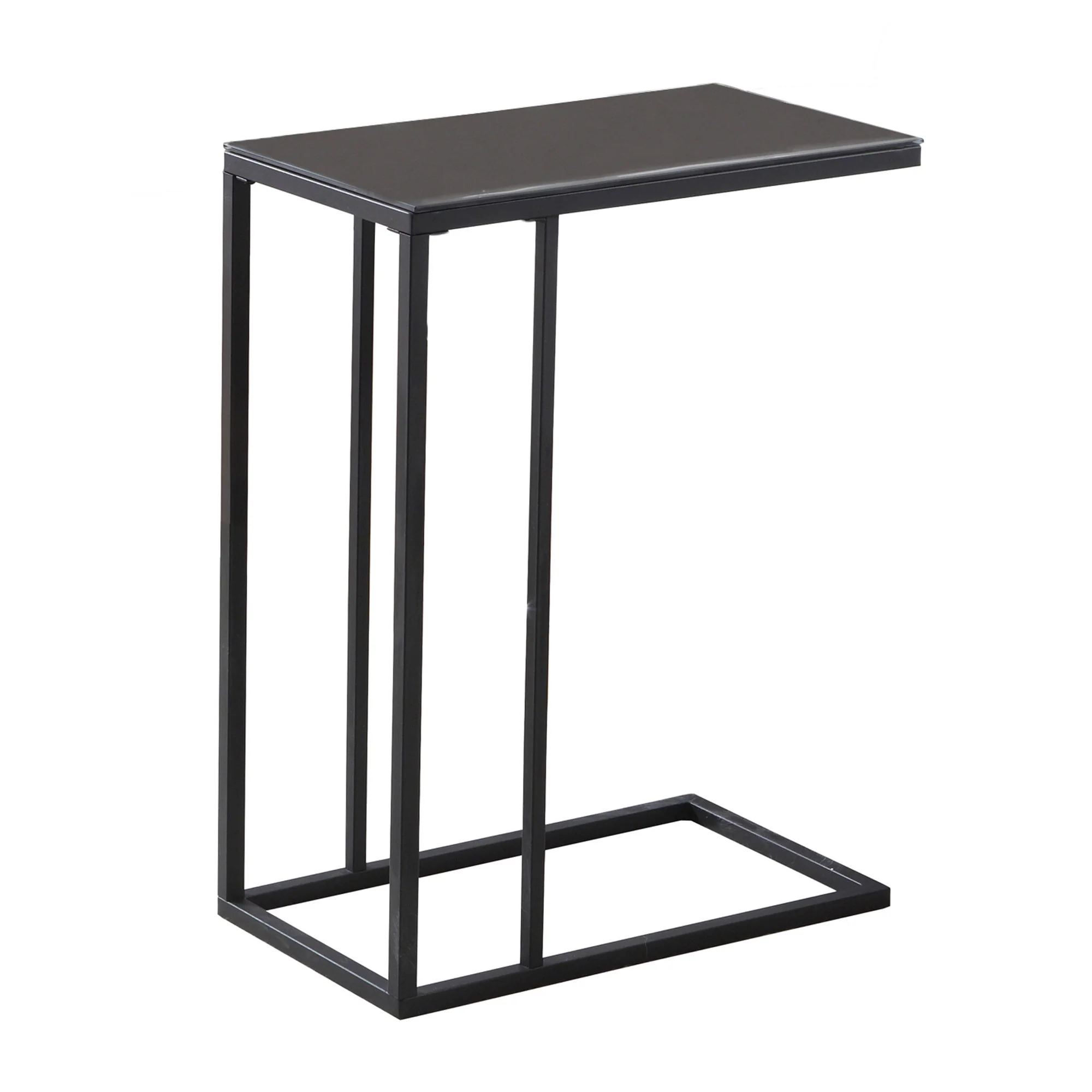 Black Metal Tempered Glass Accent Table By Homeroots - 333018