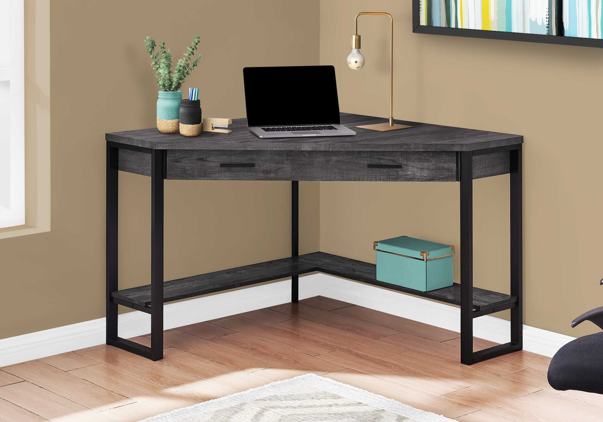 Black Reclaimed Wood Corner Computer Desk By Homeroots