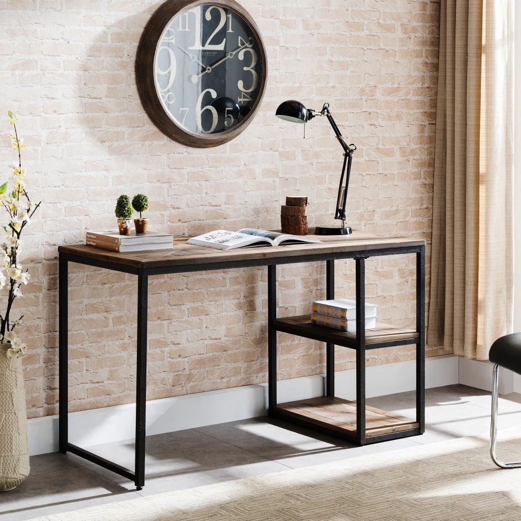 Black Reclaimed Wood Writing Desk By Homeroots