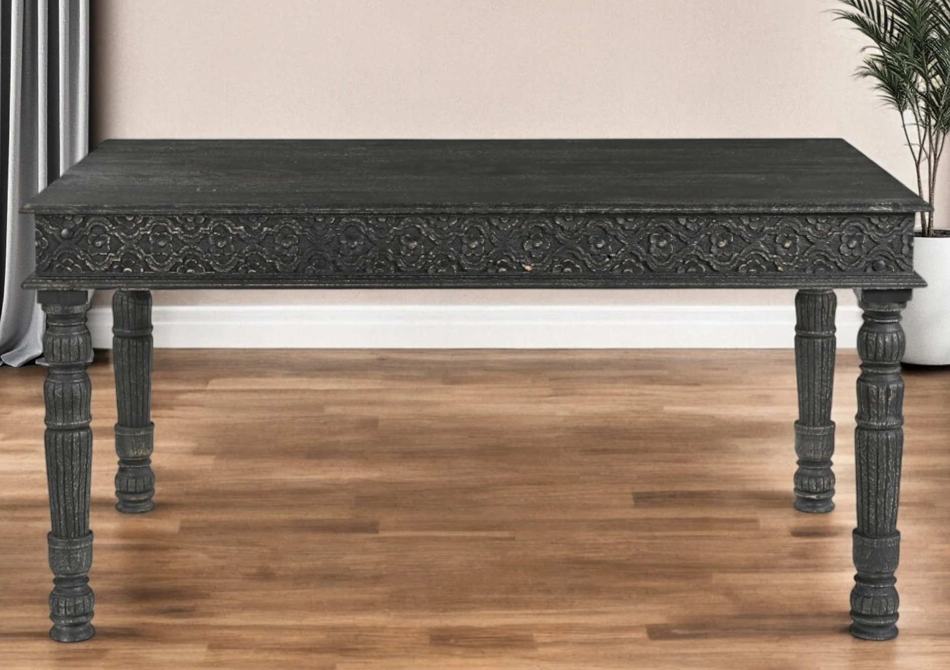 Black Solid Wood Dining Table By Homeroots