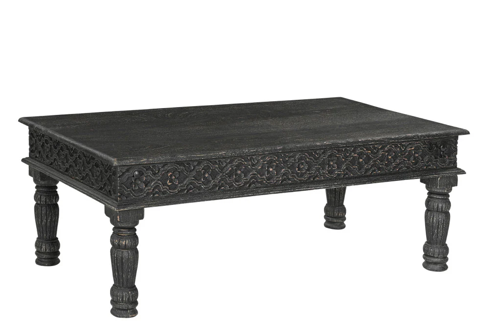 Black Solid Wood Distressed Coffee Table By Homeroots