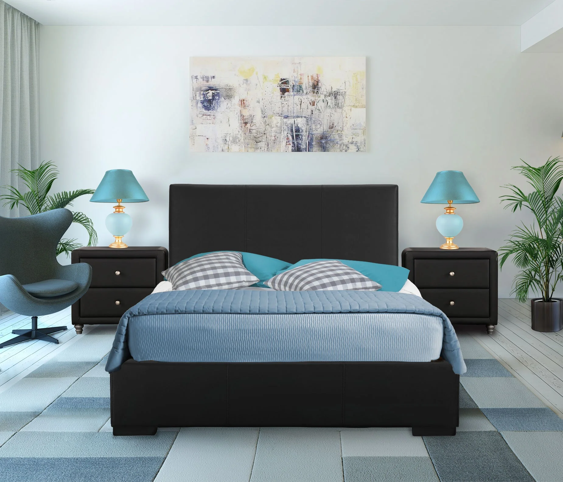 Black Upholstered King Platform Bed By Homeroots