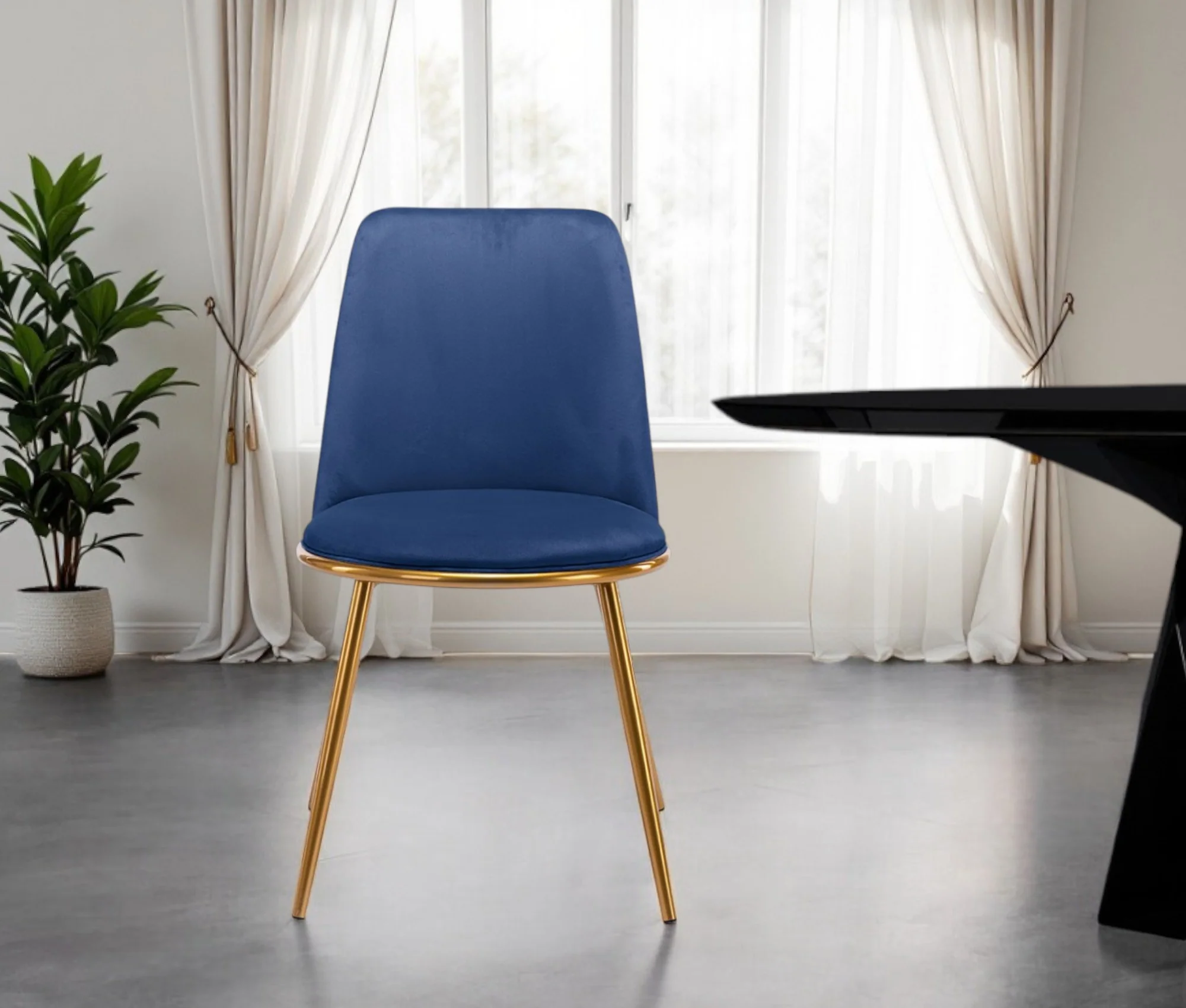 Blue And Gold Upholstered Velvet Dining Side Chair By Homeroots