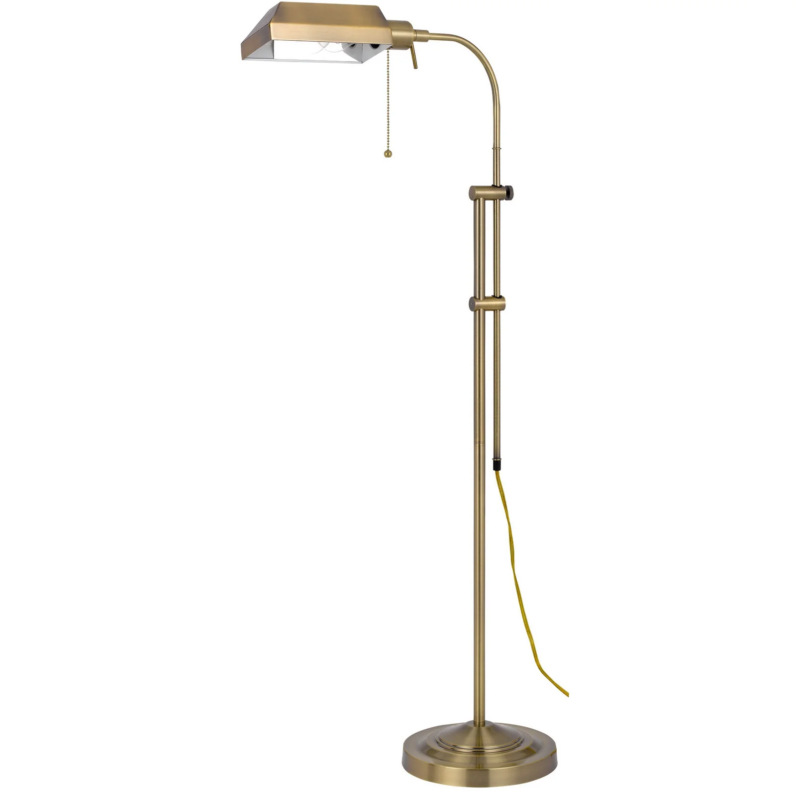 Brass Adjustable Traditional Shaped Floor Lamp With Bronze Square Shade By Homeroots