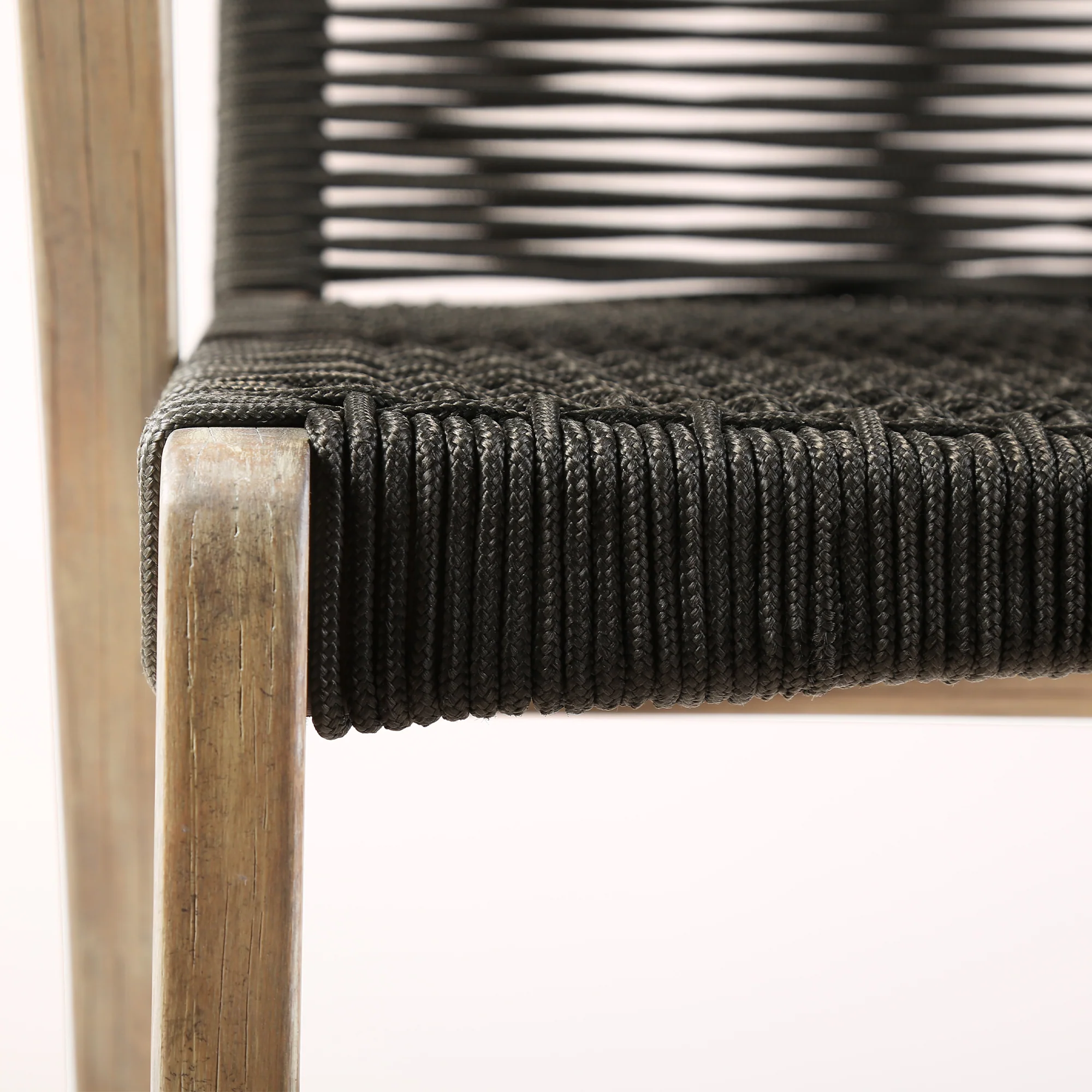 Brielle Outdoor Light Eucalyptus Wood and Charcoal Rope Bar Height Stool By Armen Living - Image 7