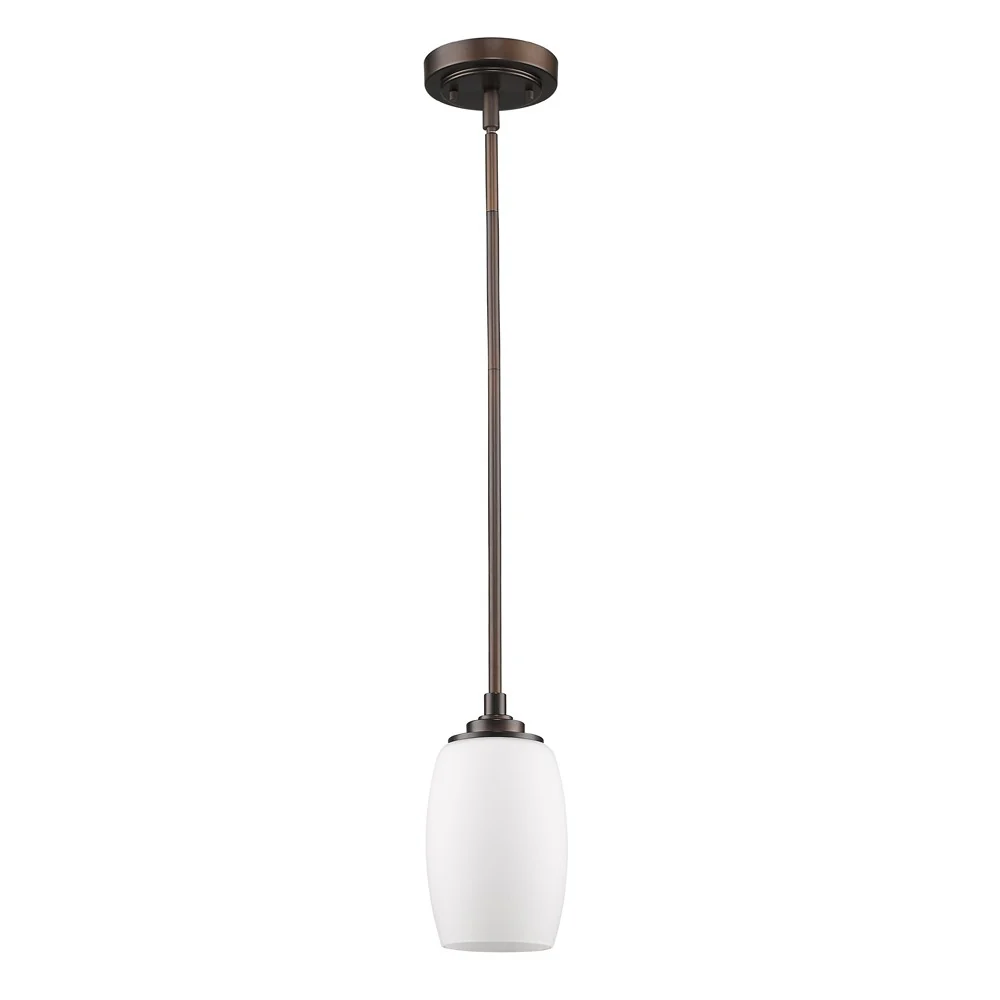 Bronze Hanging Light with Frosted Glass Shade By Homeroots