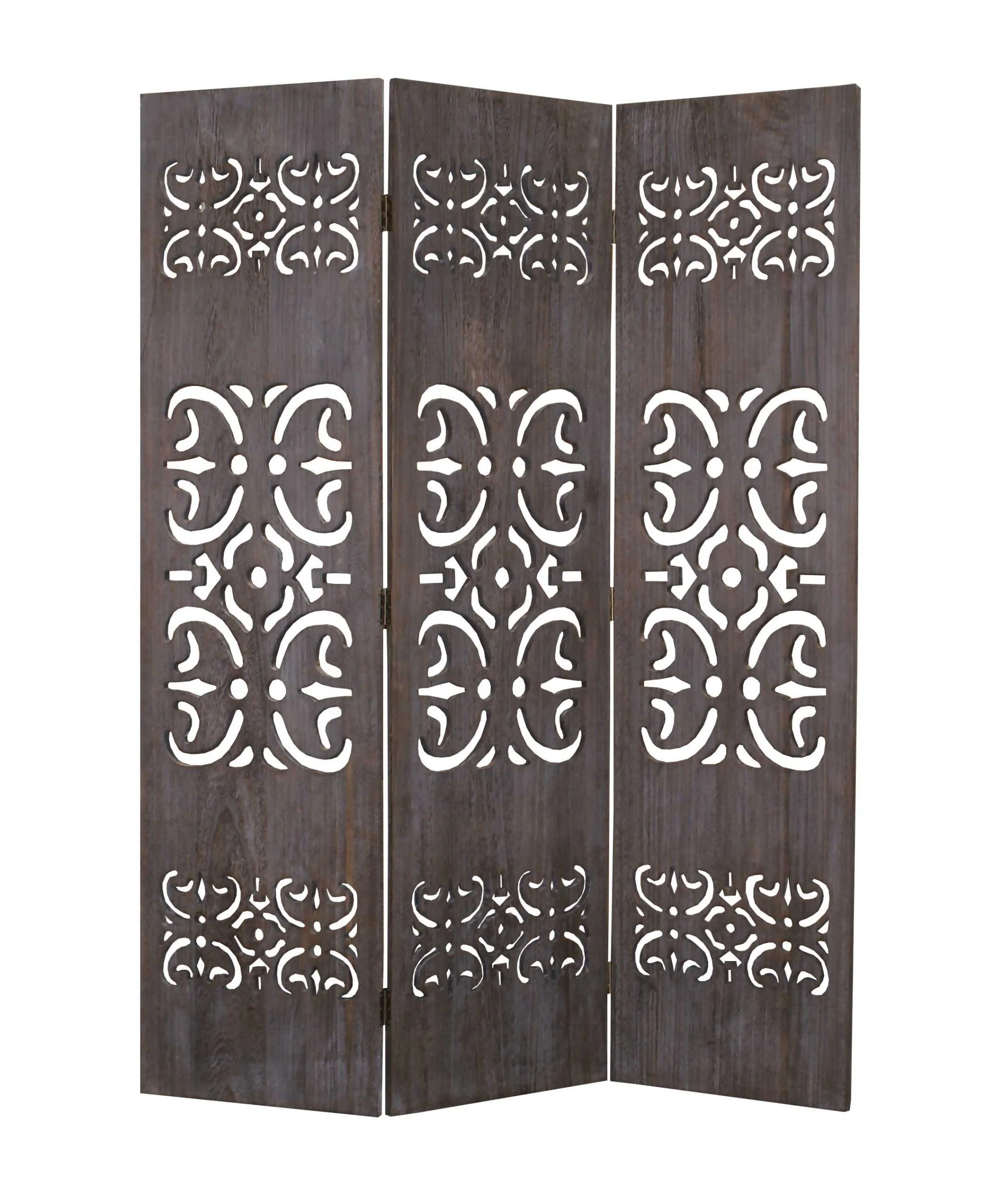 Brown 3 Panel Wood Screen By Homeroots