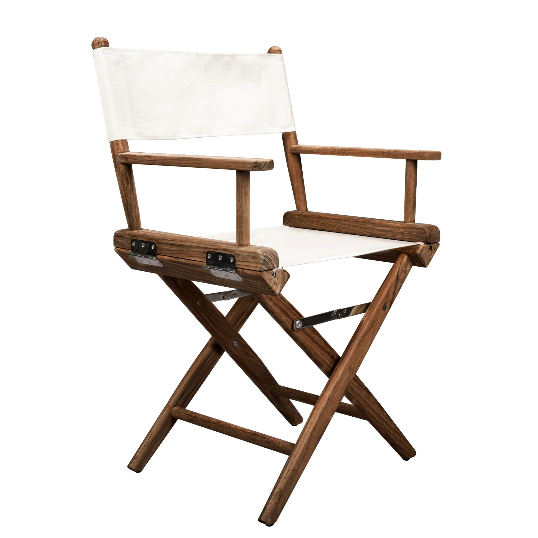 Brown and Ivory and Natural Wood Solid Wood Indoor Outdoor Director Chair By Homeroots