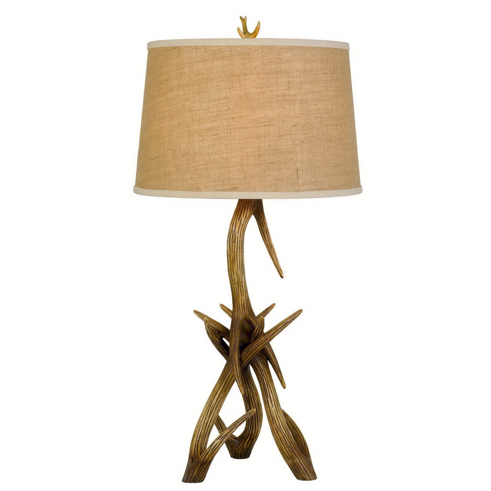 Brown Antlers Table Lamp With Brown Empire Shade By Homeroots
