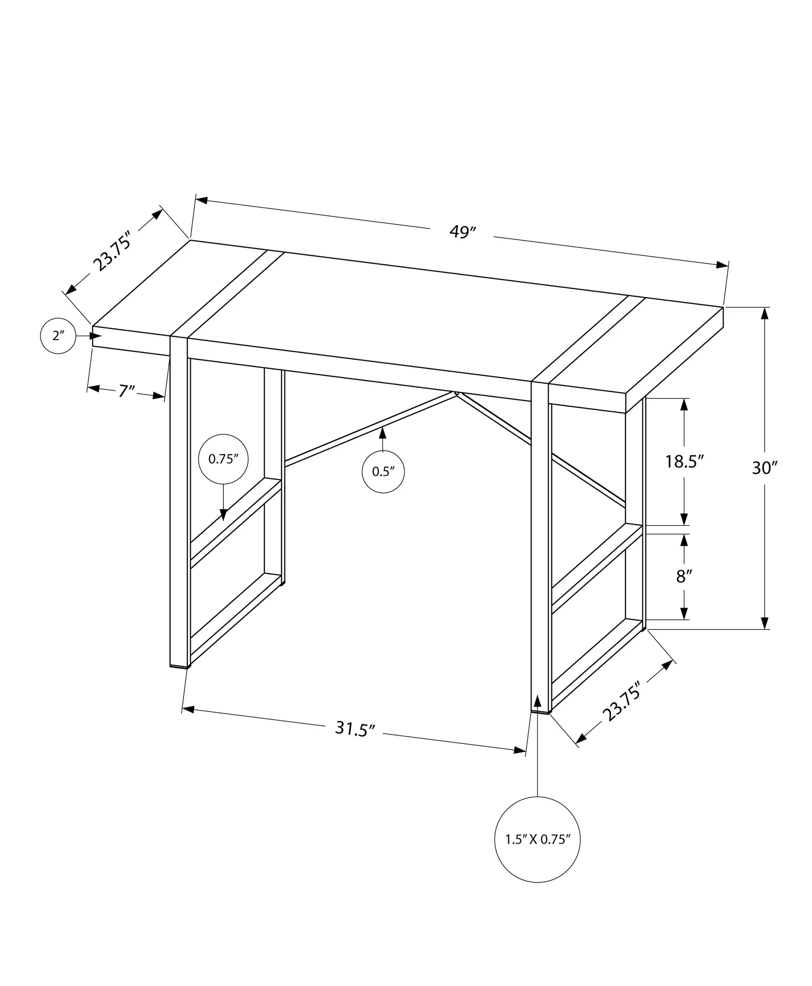 Brown Black Reclaimed Wood Metal Computer Desk By Homeroots - Image 7