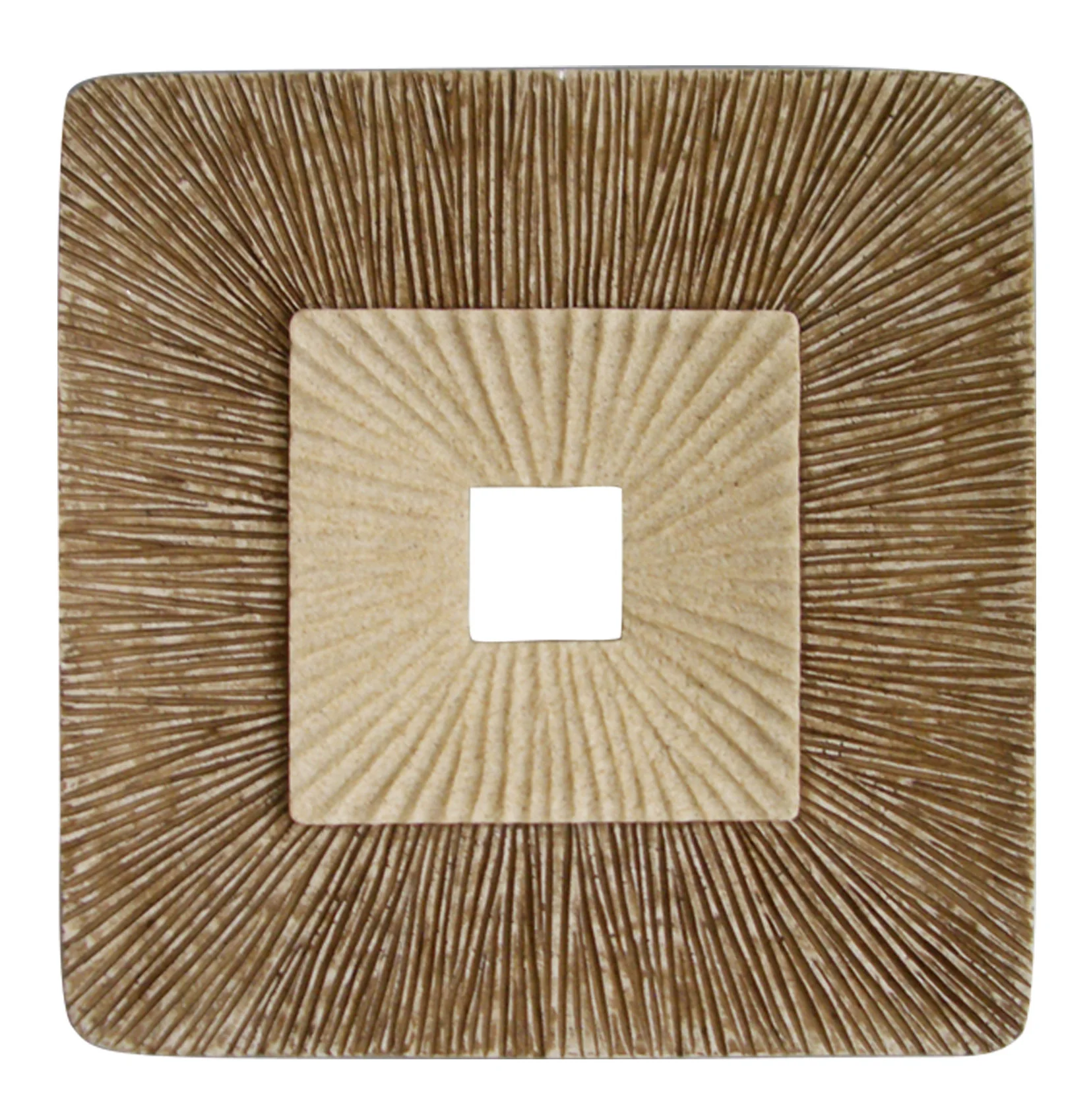 Brown Concave Square Double Layer Ribbed Wall Plaque By Homeroots - 274778 - Image 3