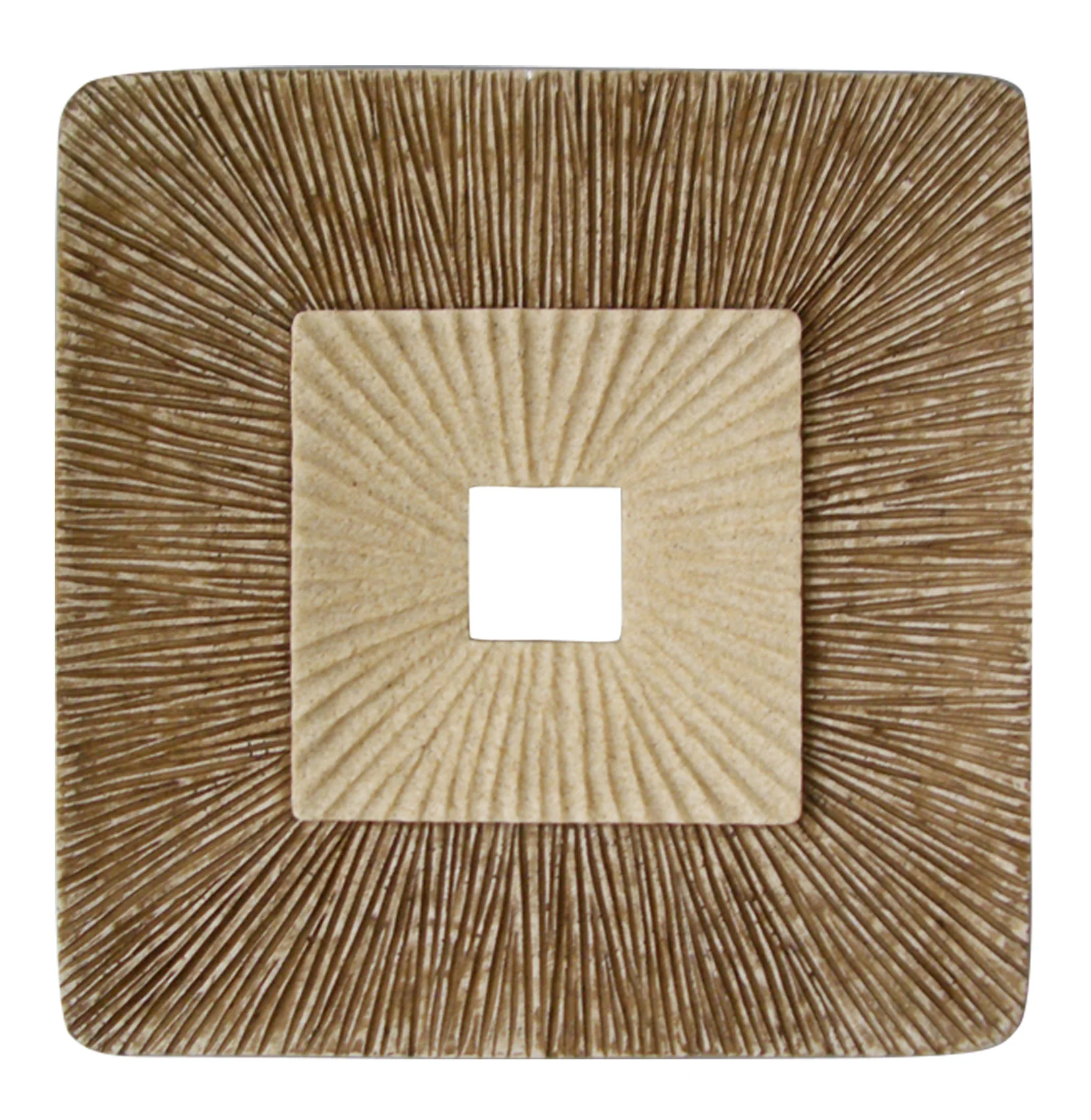 Brown Concave Square Double Layer Ribbed Wall Plaque By Homeroots - 274779