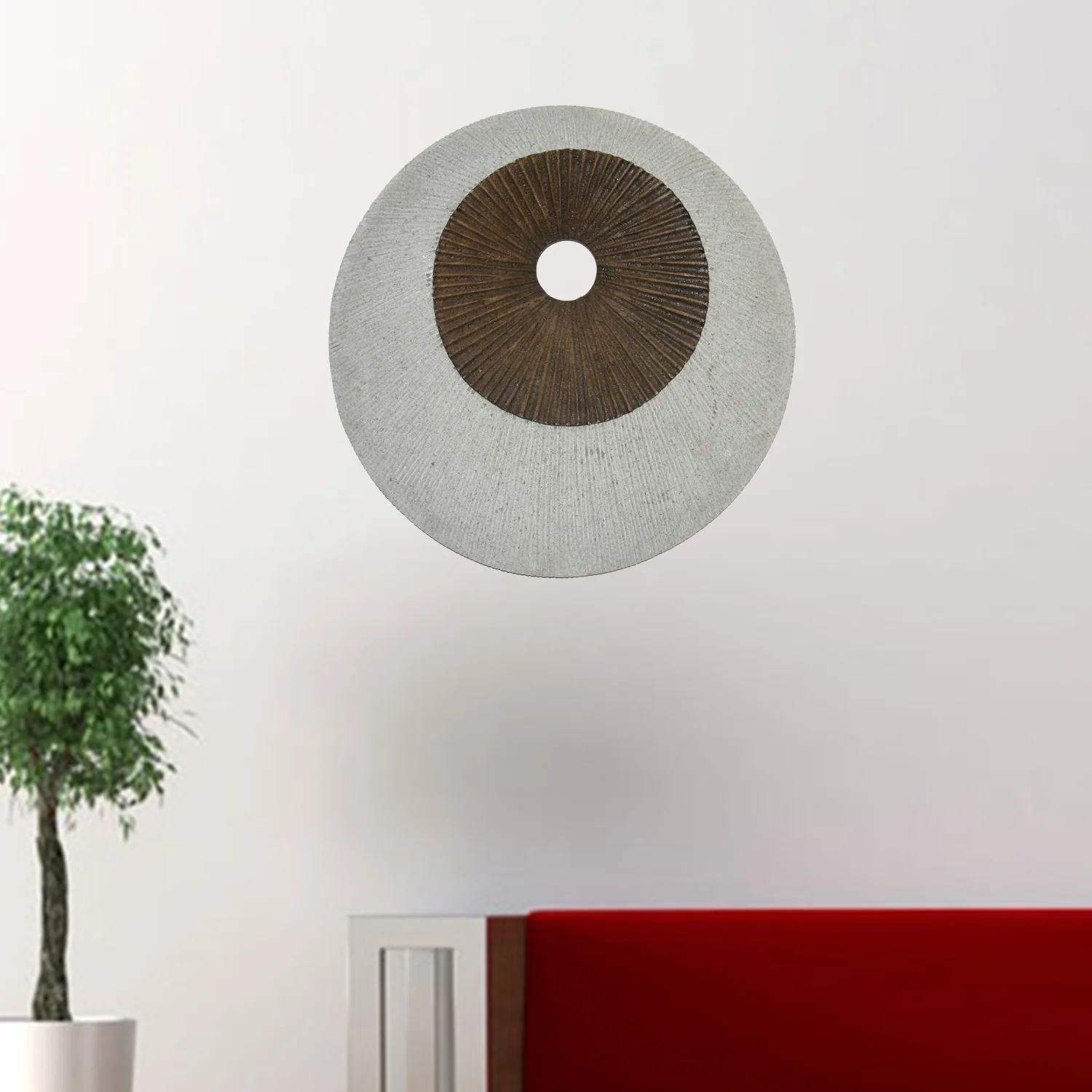 Brown & Gray Round Double Layer Ribbed Wall Decor By Homeroots - 274769
