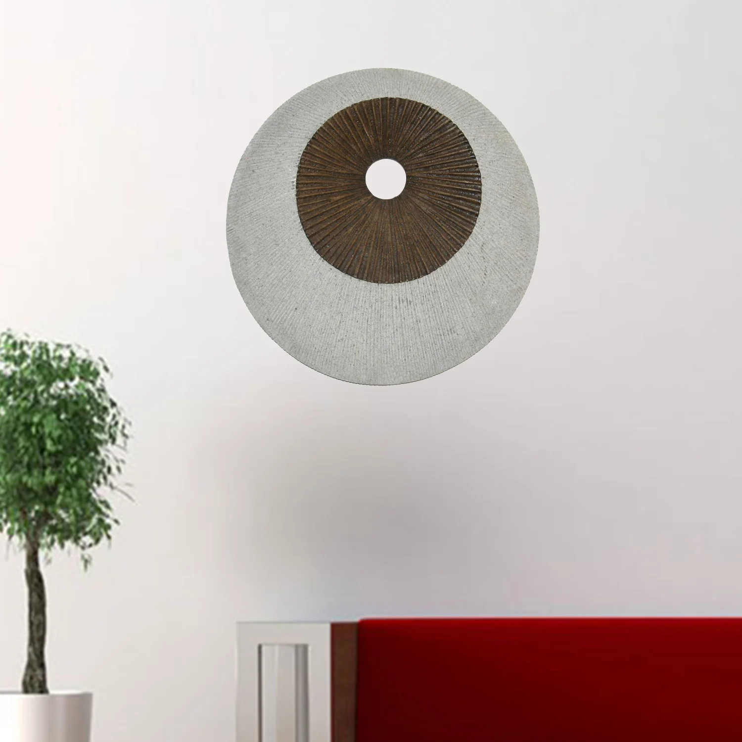 Brown & Gray Round Ribbed Wall Decor By Homeroots