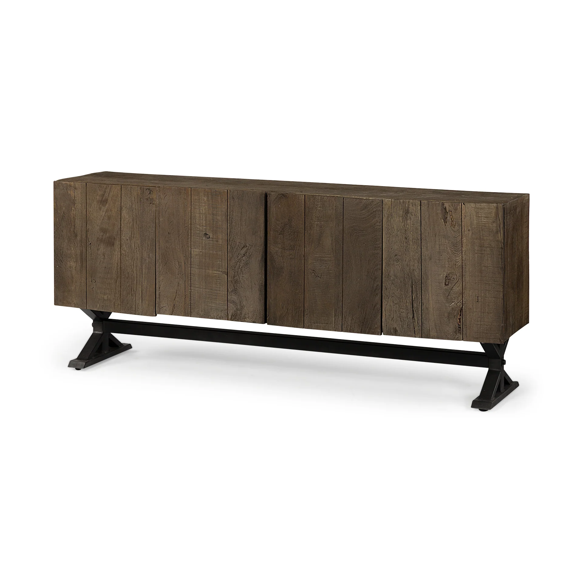 Brown Solid Mango Wood Finish Sideboard With 4 Cabinet Doors By Homeroots - 380258