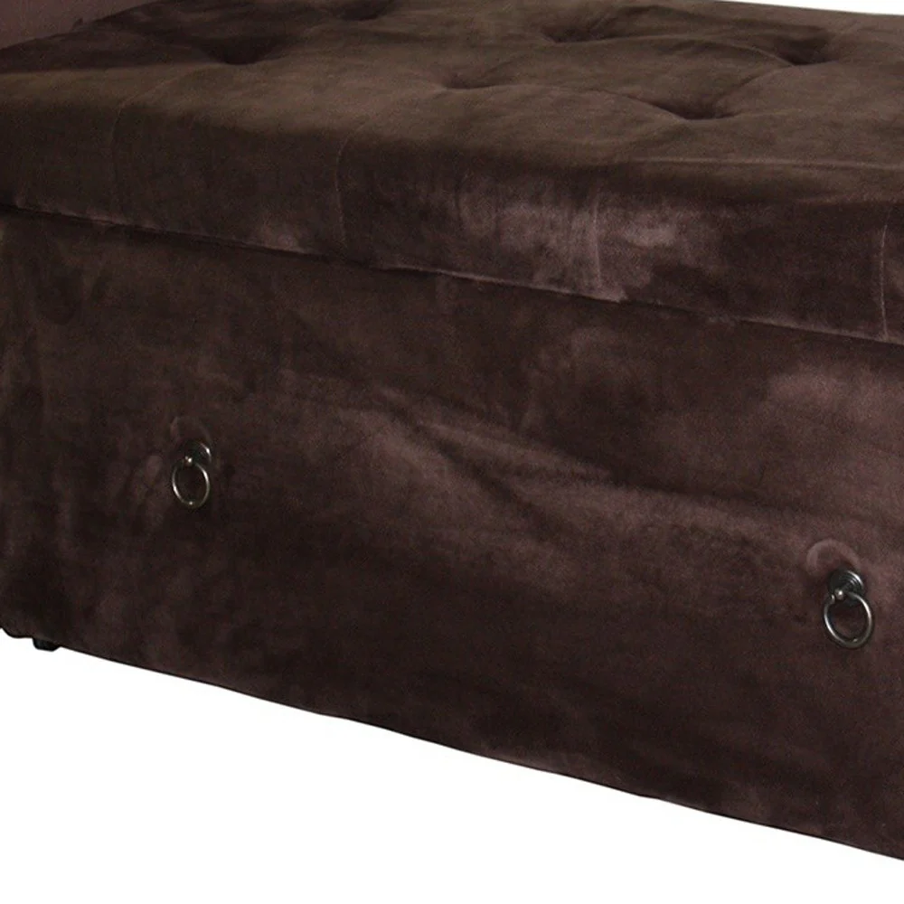 Brown Suede Shoe Storage Bench with Drawer By Homeroots - Image 6