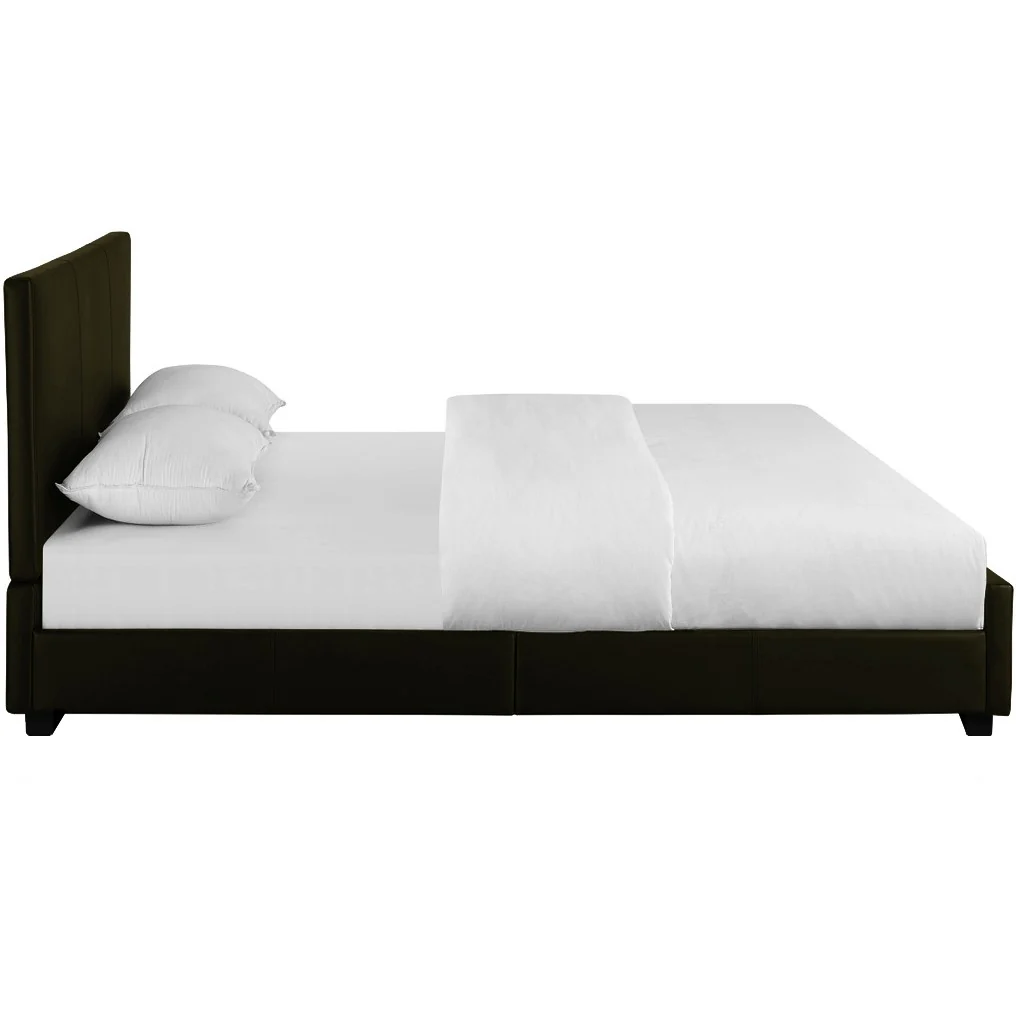 Brown Upholstered King Platform Bed By Homeroots - Image 4