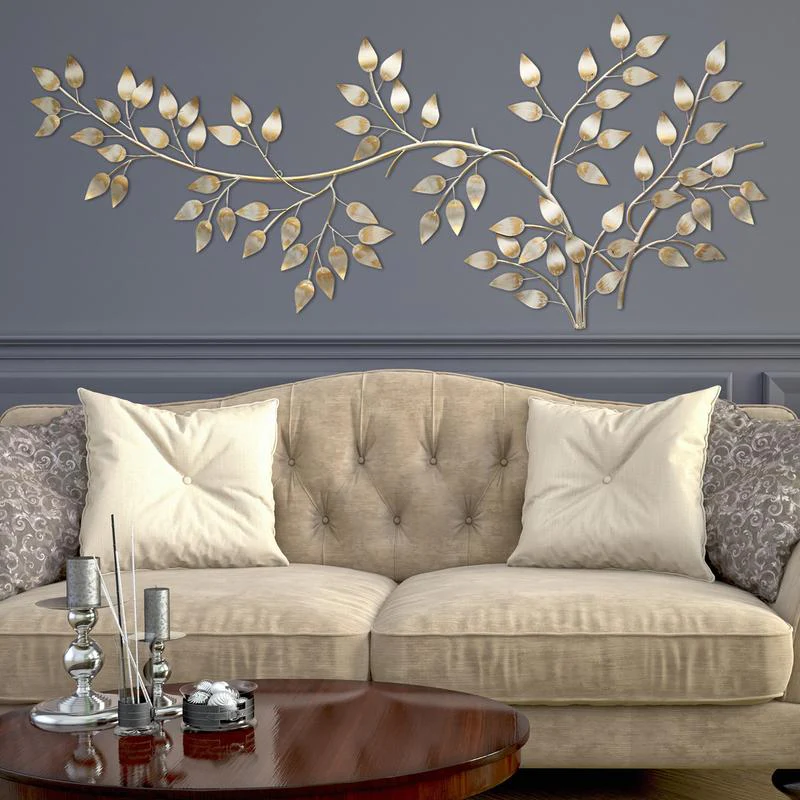Brushed Gold Flowing Leaves Metal Wall Decor By Homeroots