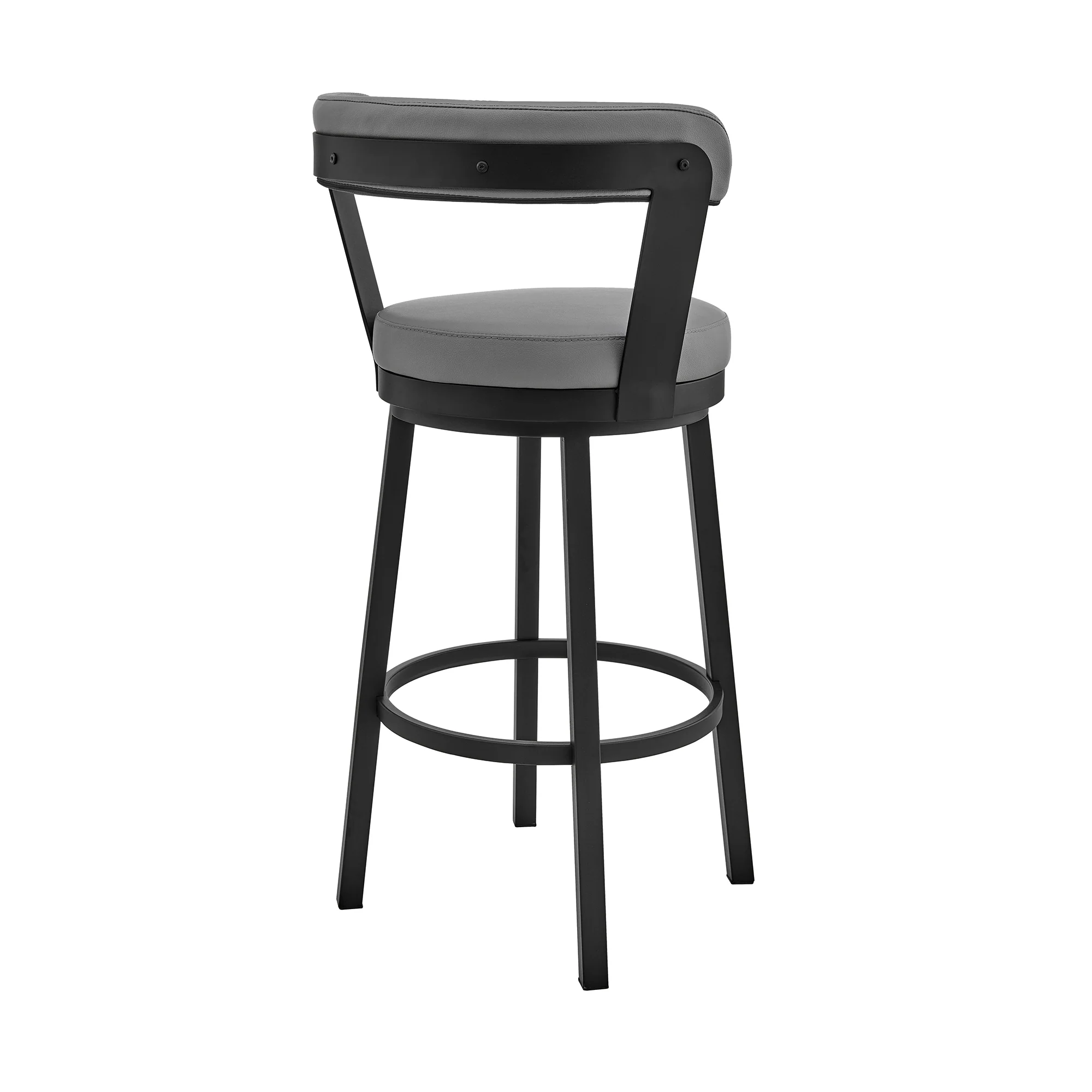 Bryant 26" Counter Height Swivel Bar Stool in Black Finish and Gray Faux Leather By Armen Living - Image 5