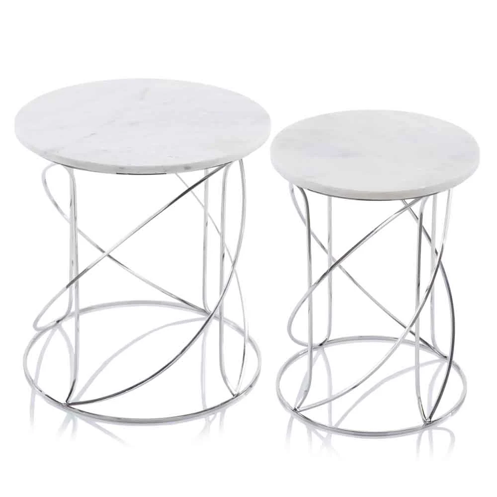 Buffed White Nested Marble Tables Set of 2 By Homeroots