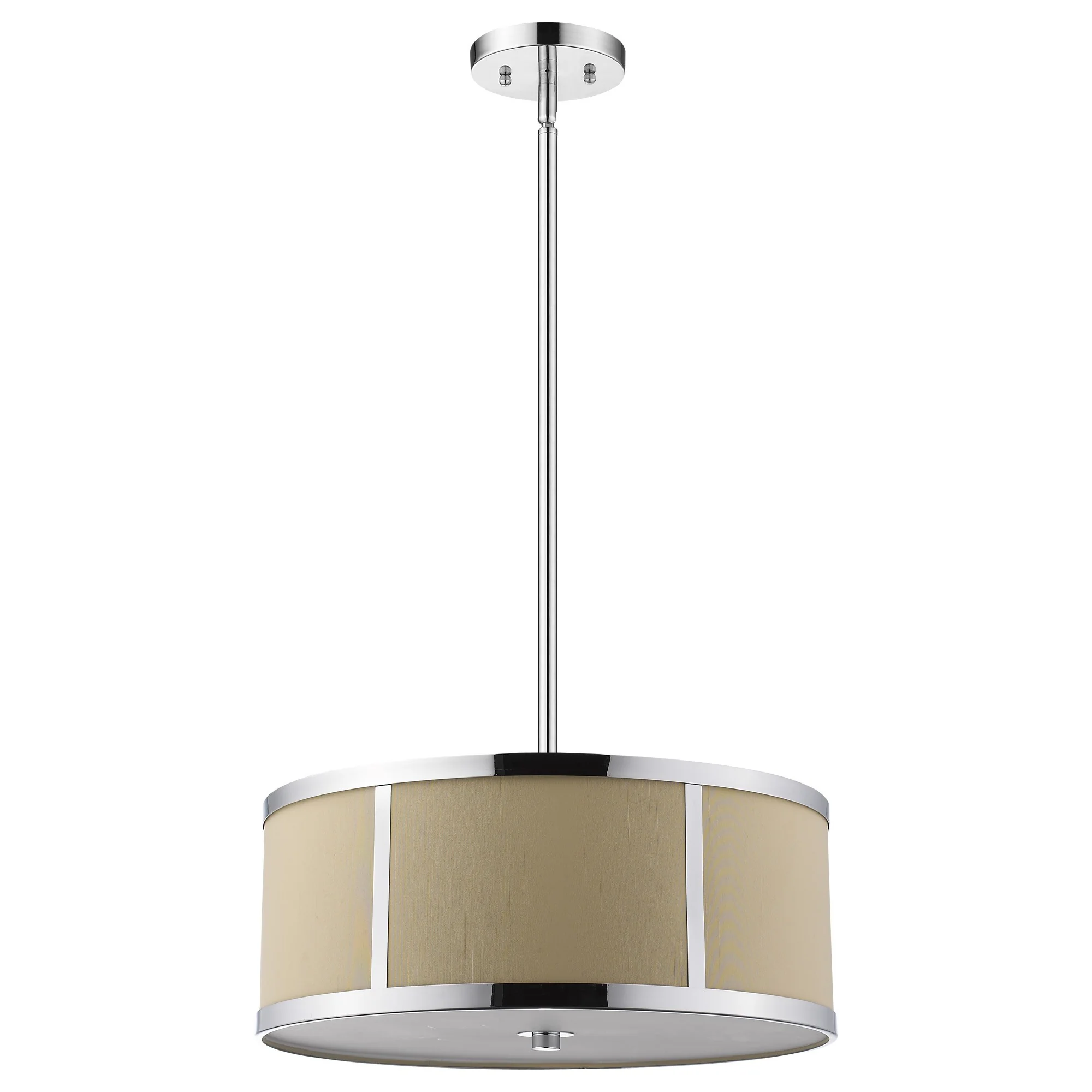 Butler 3-Light Polished Chrome Pendant With Coarse Cream Linen Shade And Opal Acrylic Diffuser By Homeroots