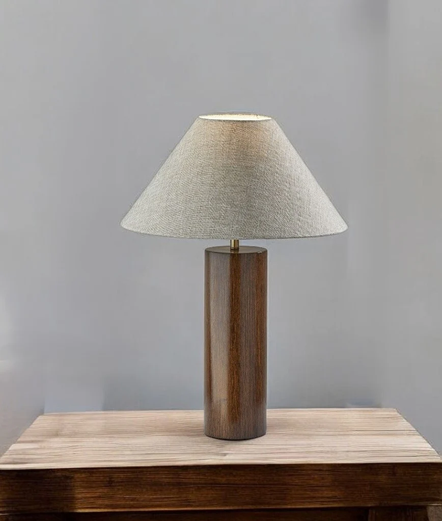 Canopy Walnut Wood Block Table Lamp By Homeroots