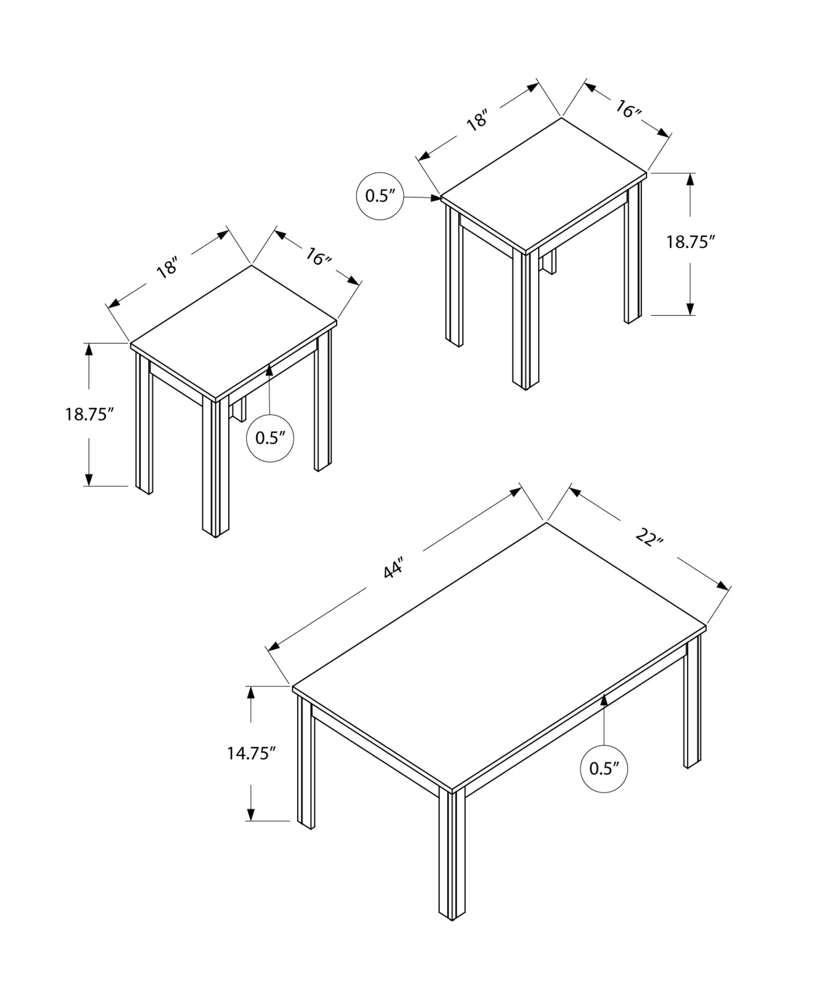 Cappuccino Table Set - 3Pcs Set By Homeroots - Image 7
