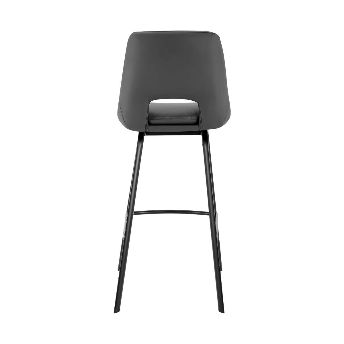 Carise Gray Faux Leather and Black Metal Swivel 26" Counter Stool By Armen Living - Image 4