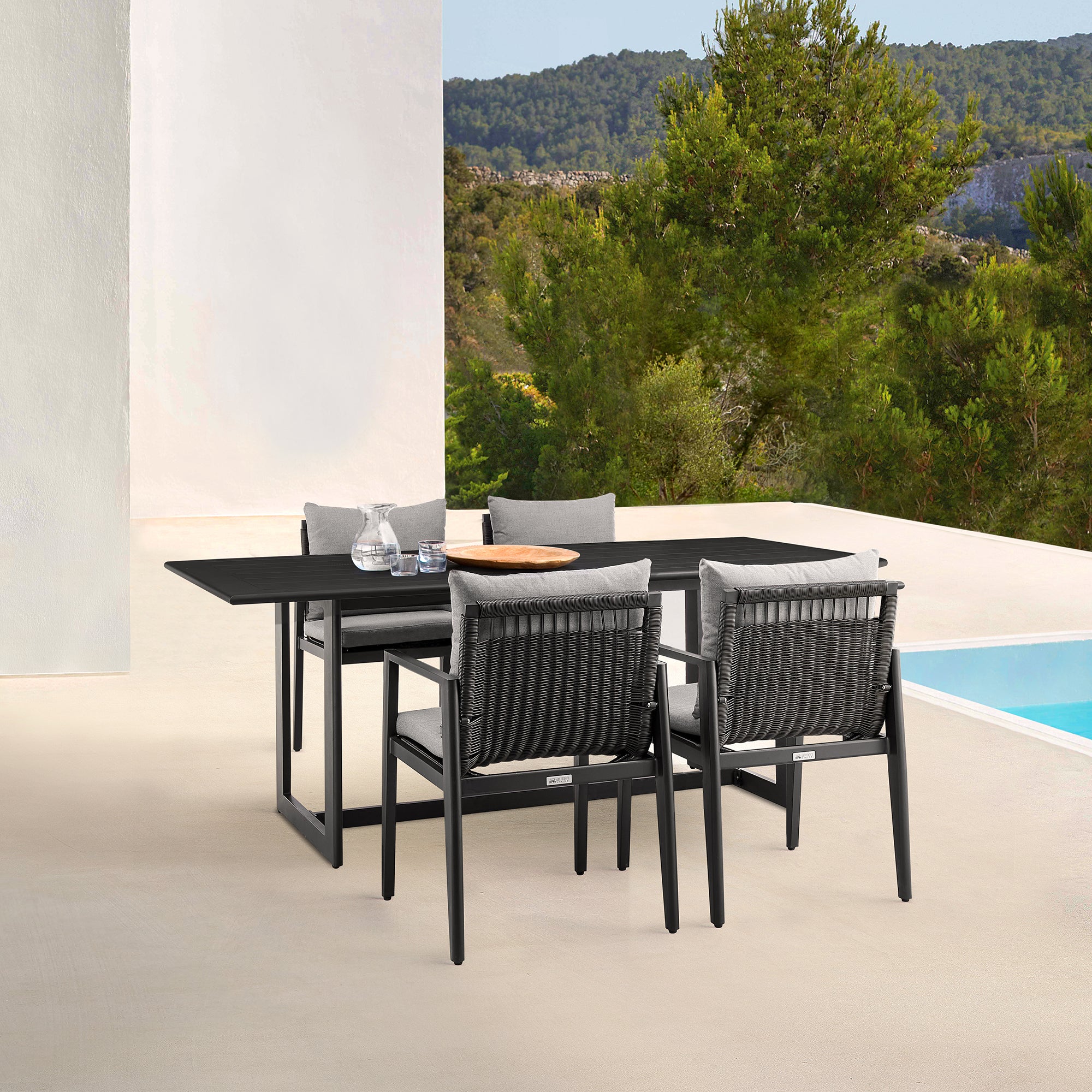 Cayman Outdoor Patio Dining Table in Aluminum By Armen Living - Image 2