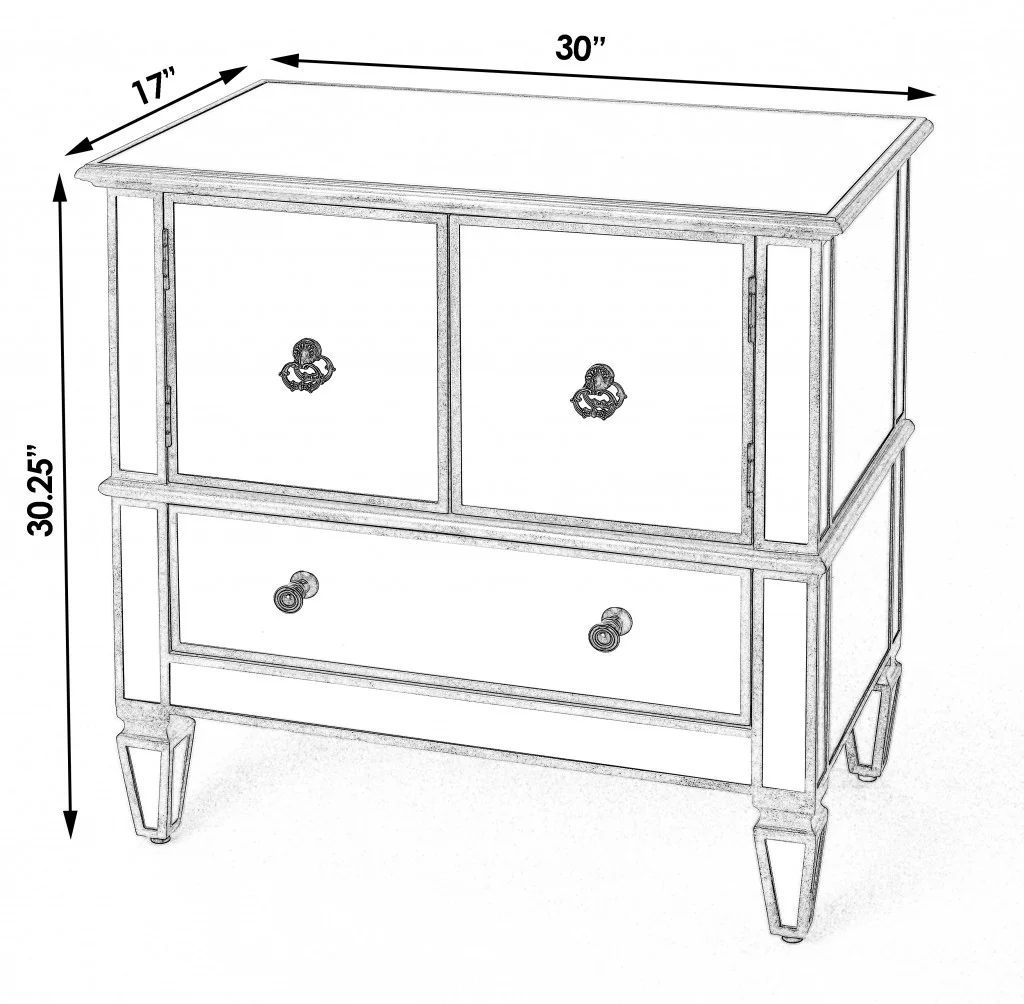 Celeste Mirrored Console Cabinet By Homeroots - Image 7