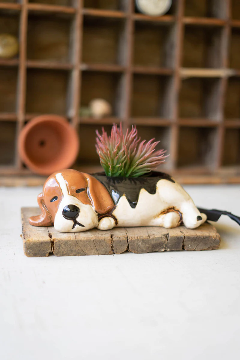 Ceramic Beagle Planter (Min 2) By Kalalou