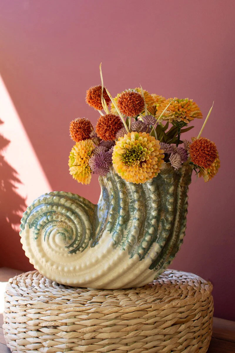 Ceramic Nautilis Shell Vase By Kalalou