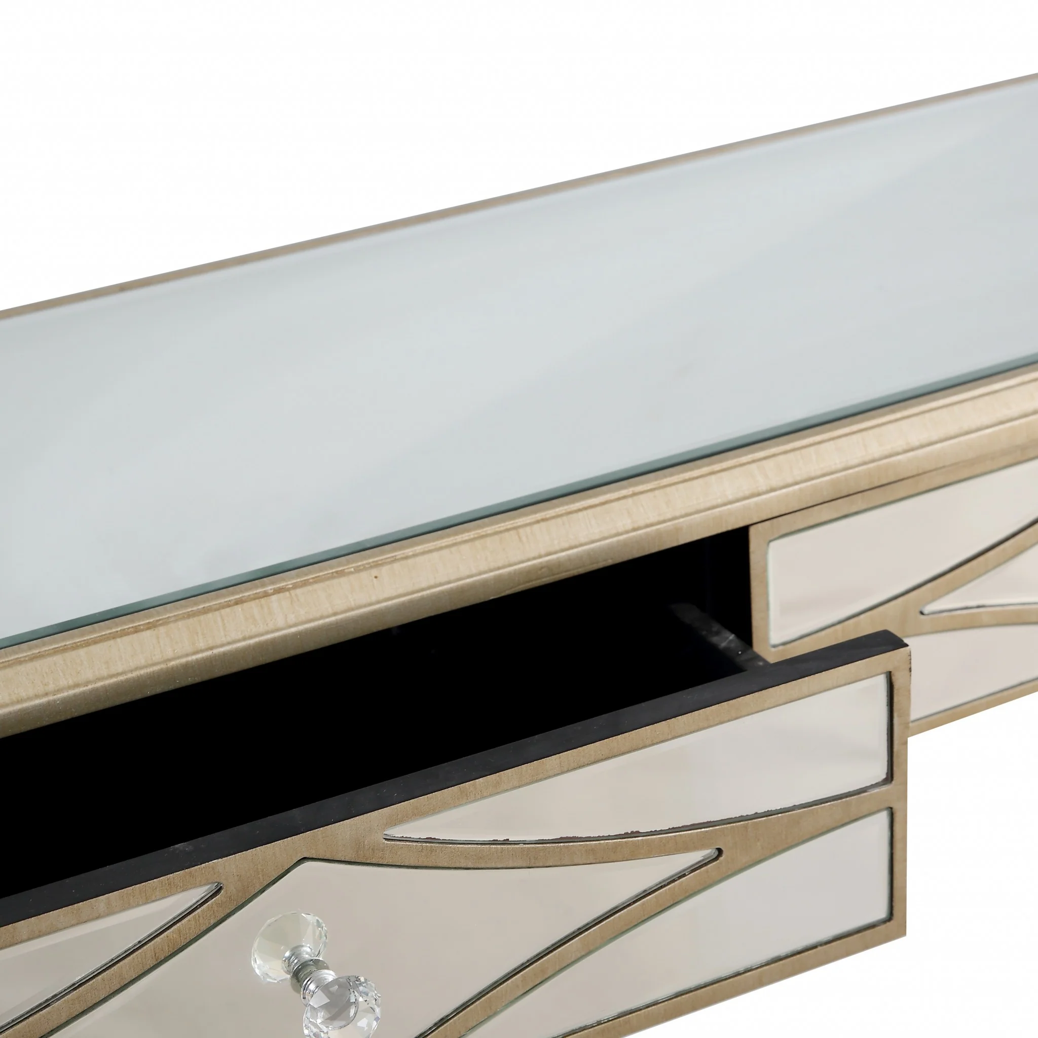 Champagne Finish Console Mirror Table By Homeroots - Image 2