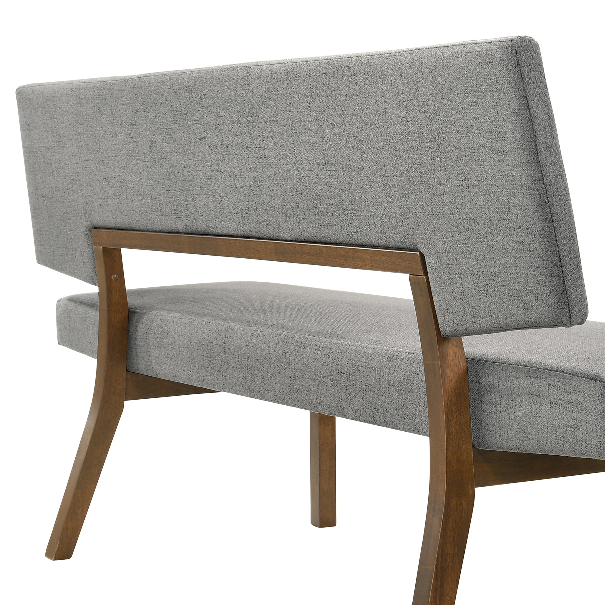 Channell Wood Dining Bench in Walnut Finish with Blue Fabric By Armen Living - Image 22