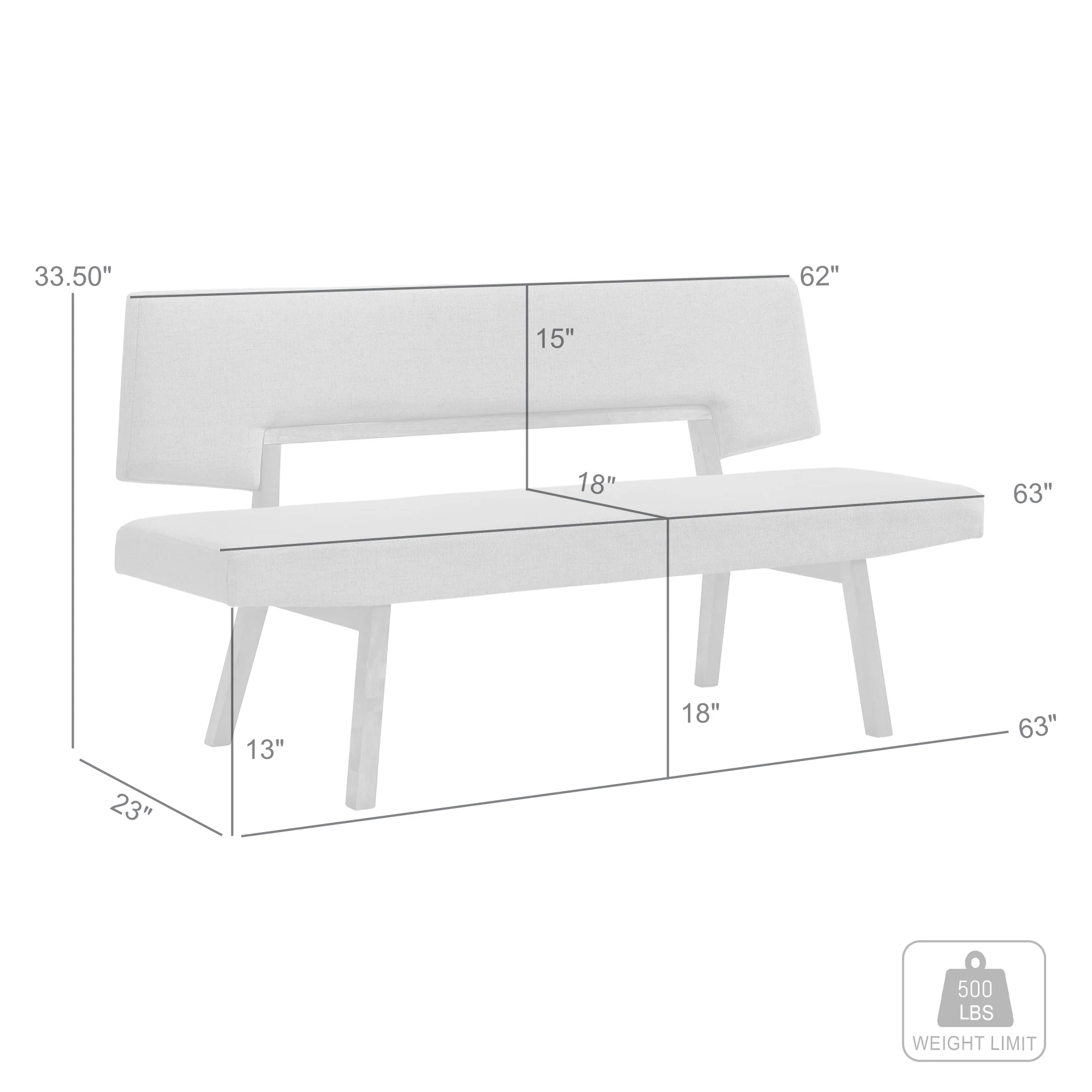 Channell Wood Dining Bench in Walnut Finish with Blue Fabric By Armen Living - Image 8