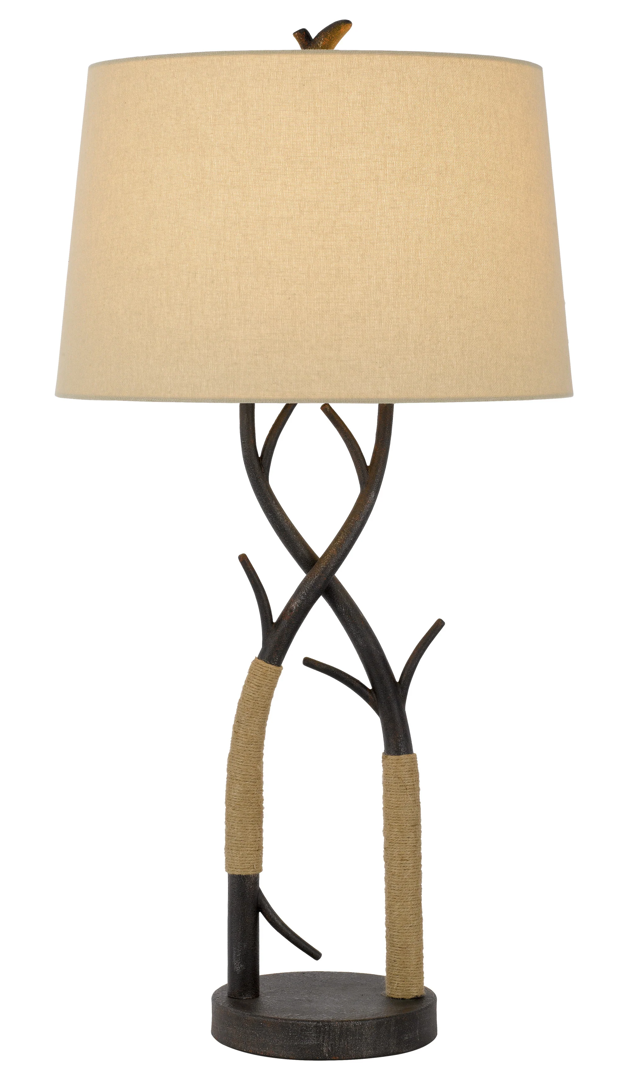 Charcoal Metal Table Lamp With Tan Empire Shade By Homeroots