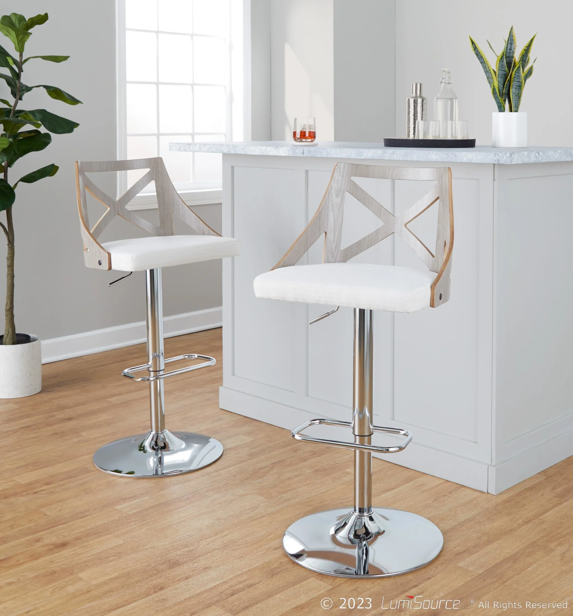 Charlotte Adjustable Barstool - Set of 2 By LumiSource - BS-CHARLOTFB-RR2 CHRLGYCR2