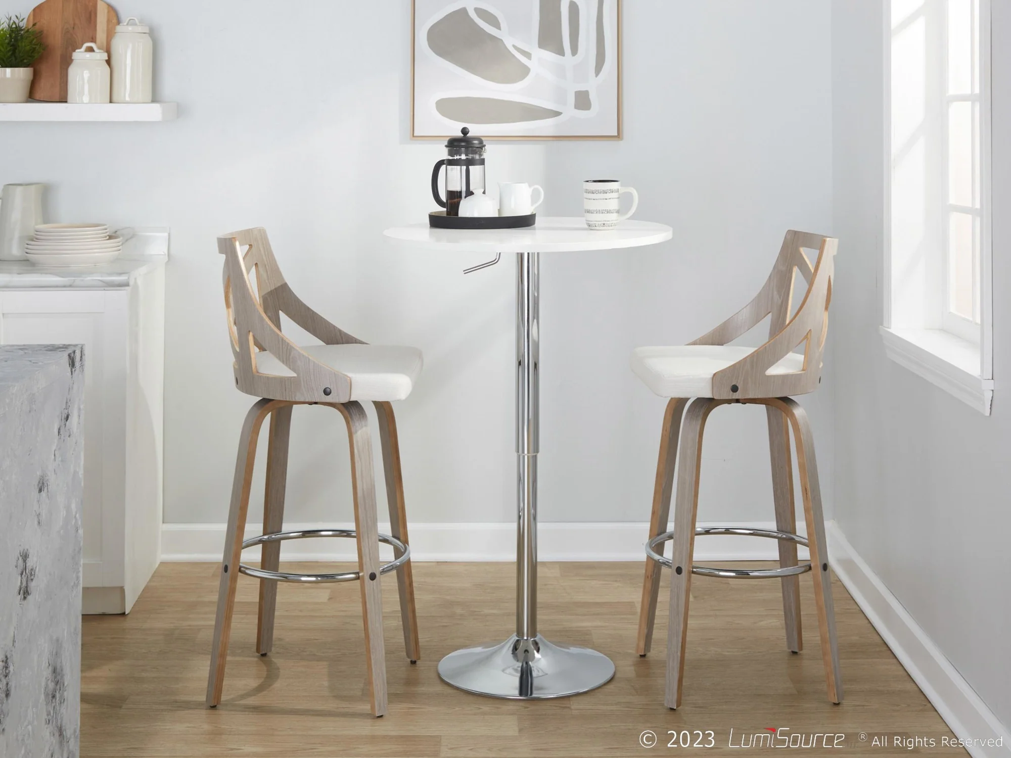 Charlotte Adjustable Barstool - Set of 2 By LumiSource - BS-CHARLOTFB-RR2 CHRLGYCR2 - Image 4