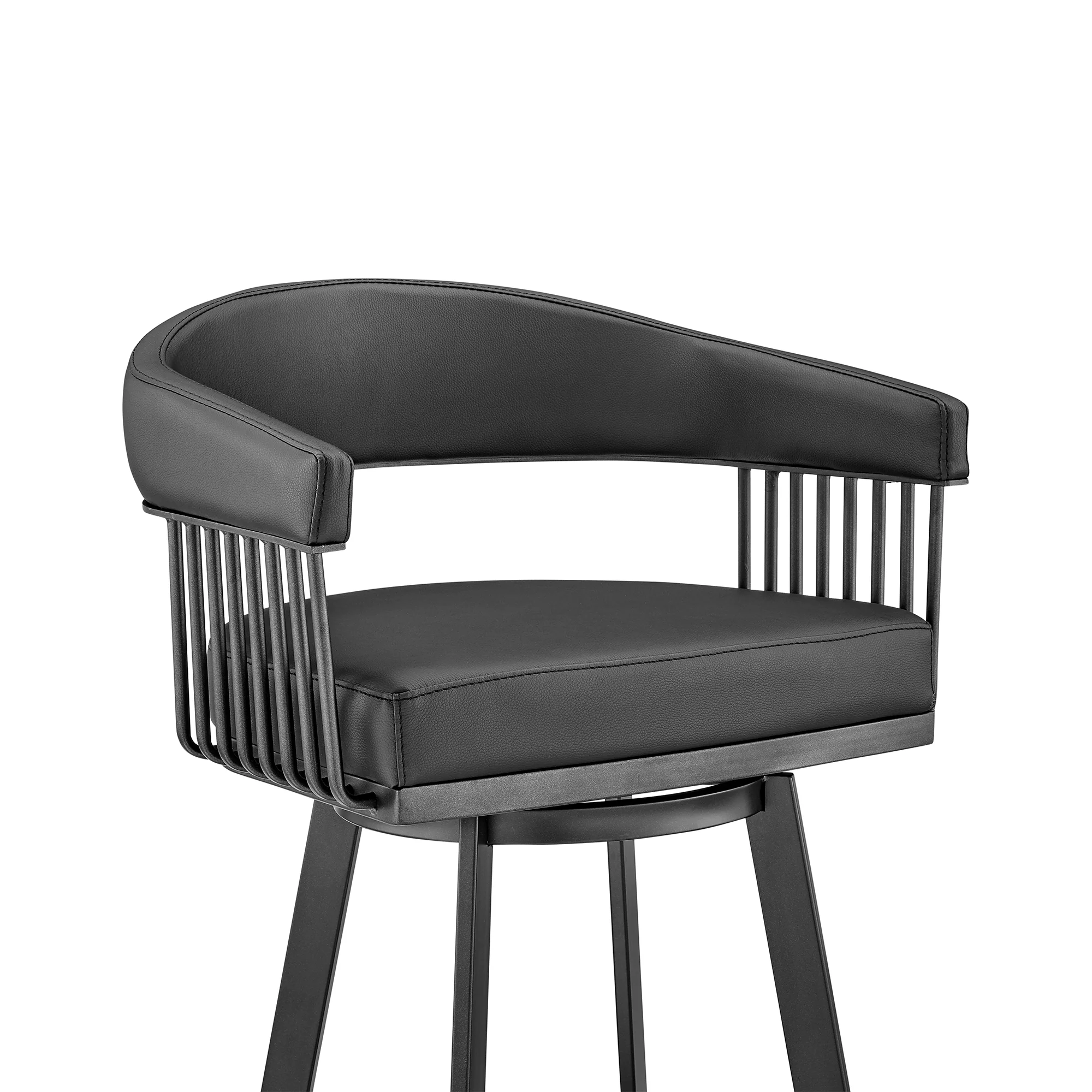 Chelsea 26" Counter Height Swivel Bar Stool in Black Finish and Black Faux Leather By Armen Living - Image 7