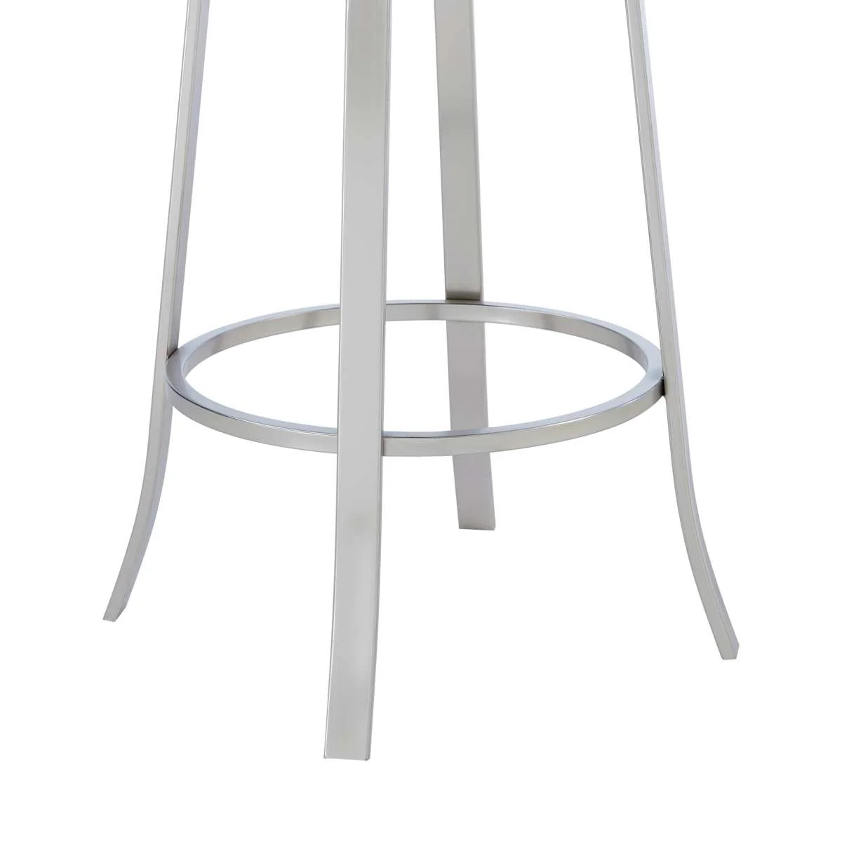 Cherie Contemporary 26" Counter Height Barstool in Brushed Stainless Steel Finish and Gray Faux Leather By Armen Living - Image 3