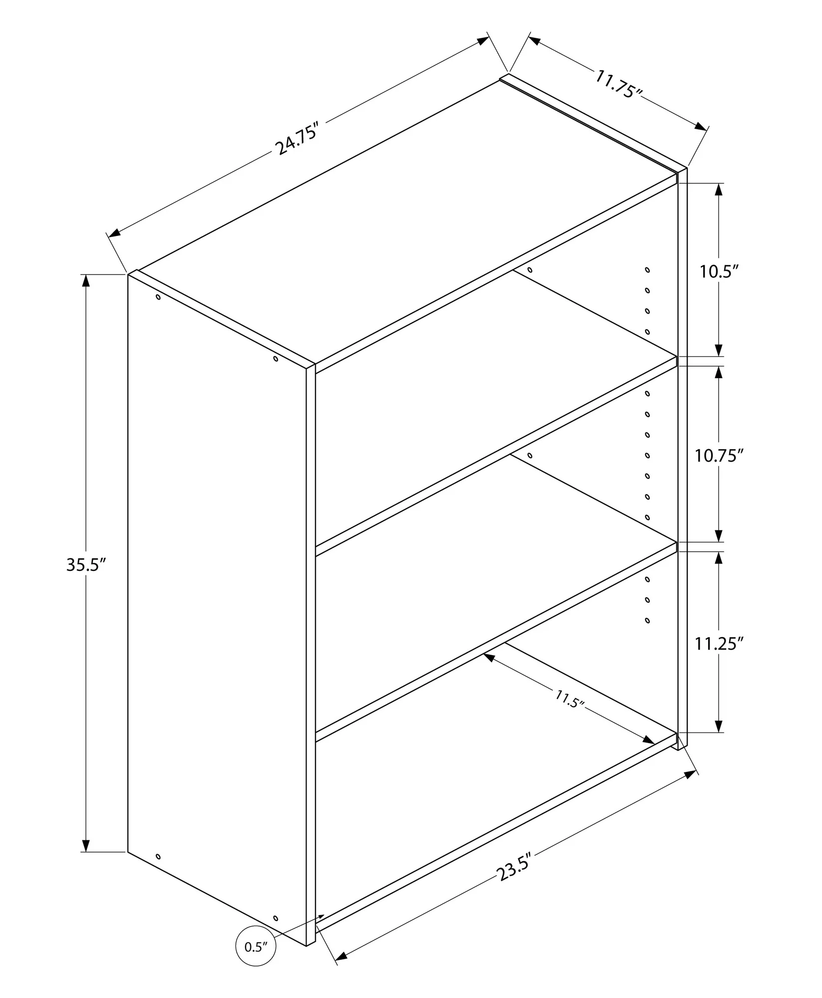 Cherry Shelves Bookcase By Homeroots - Image 21
