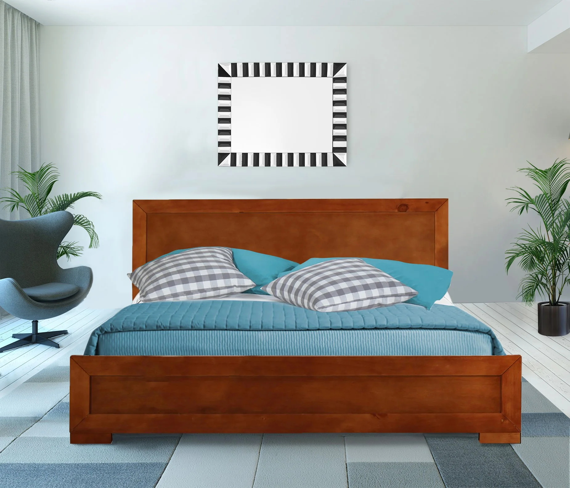 Cherry Wood King Platform Bed By Homeroots - 397090