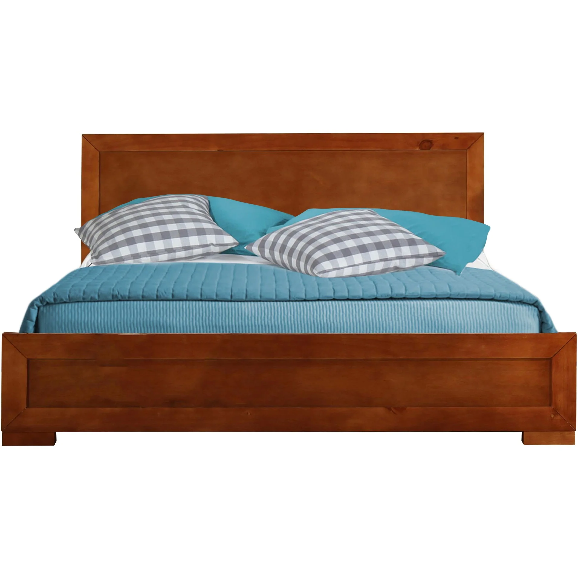 Cherry Wood Queen Platform Bed By Homeroots - 397089 - Image 2