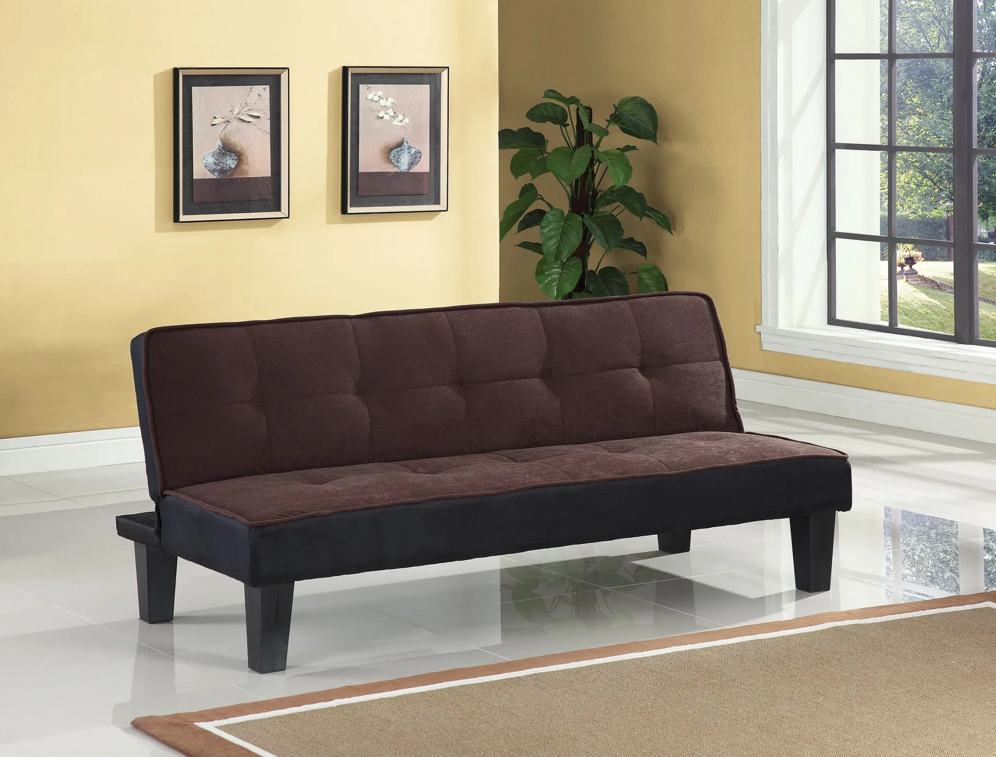 Chocolate Flannel Fabric Upholstery Adjustable Couch By Homeroots