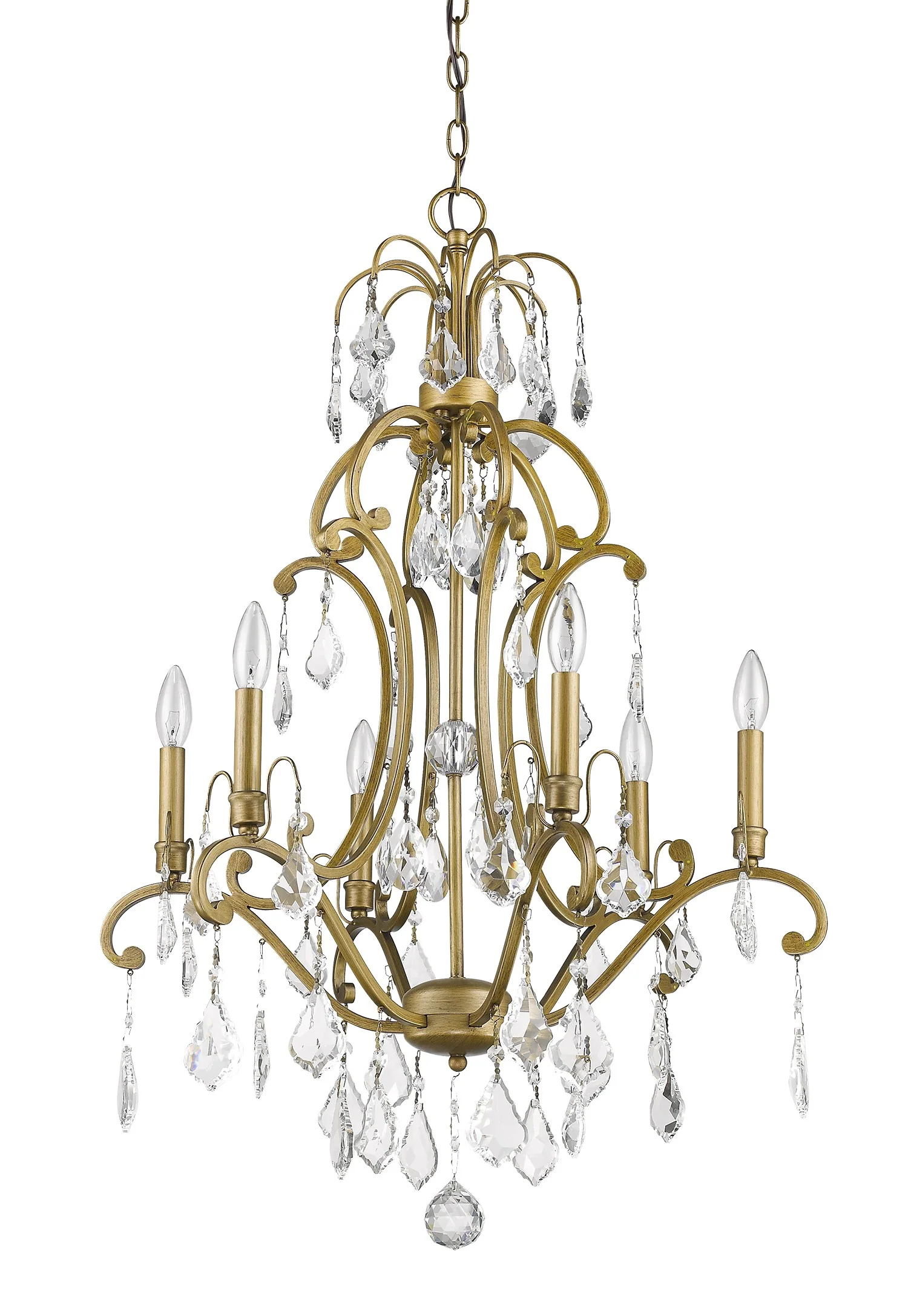 Claire 6-Light Antique Gold Chandelier With Crystal Accents By Homeroots
