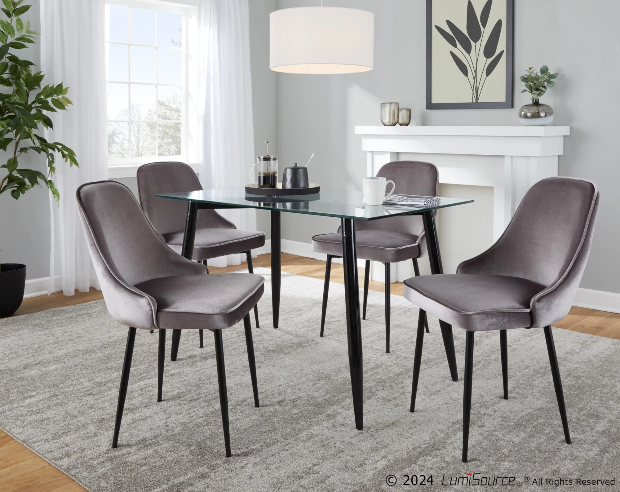 Clara-Marcel Dining Set - 5 Piece By LumiSource - DS5-CLRABKCL+4MARCLVBKSV
