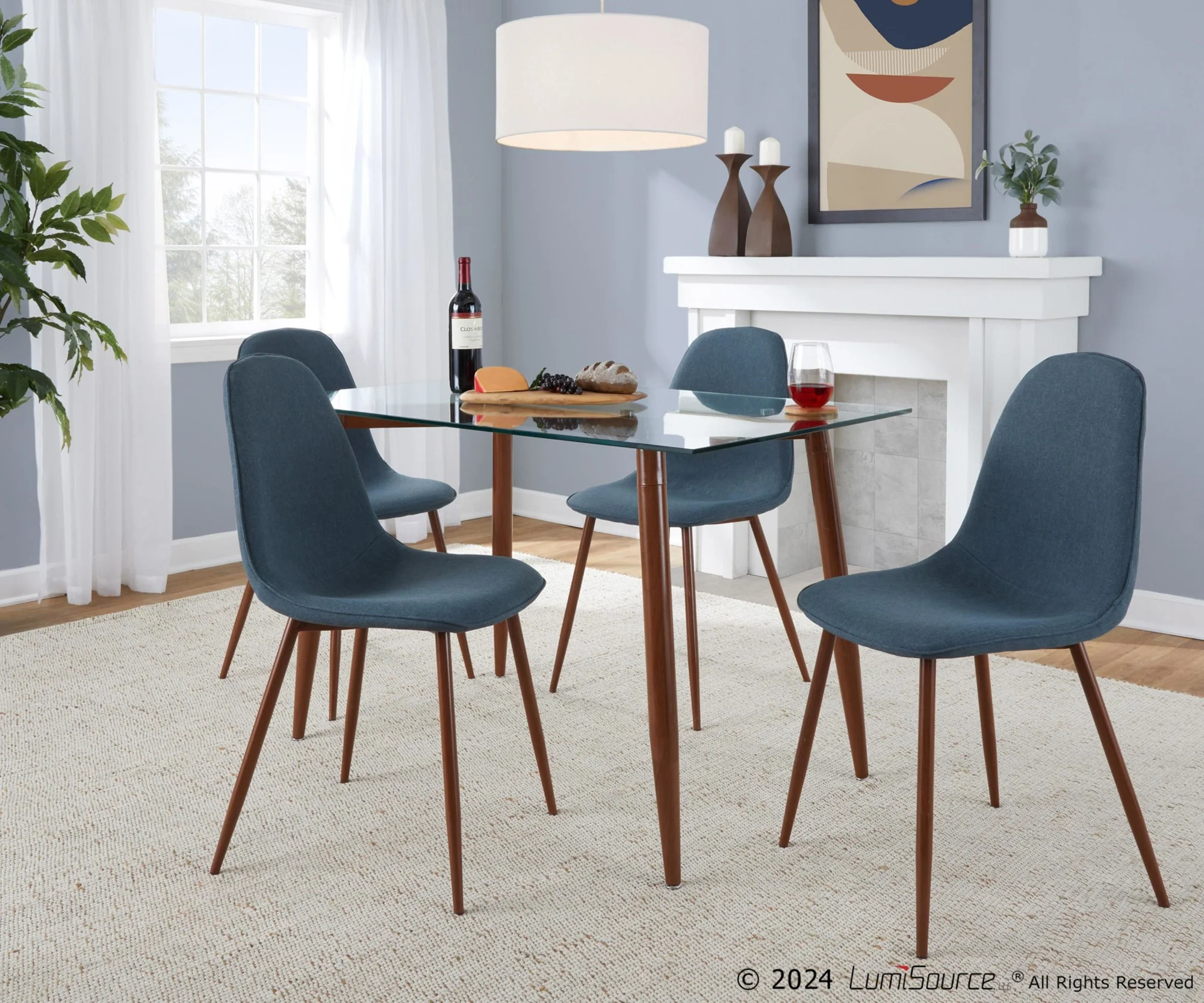 Clara-Pebble Dining Set - 5 Piece By LumiSource - DS5-CLRAWLCL+4PEBFBWLBU